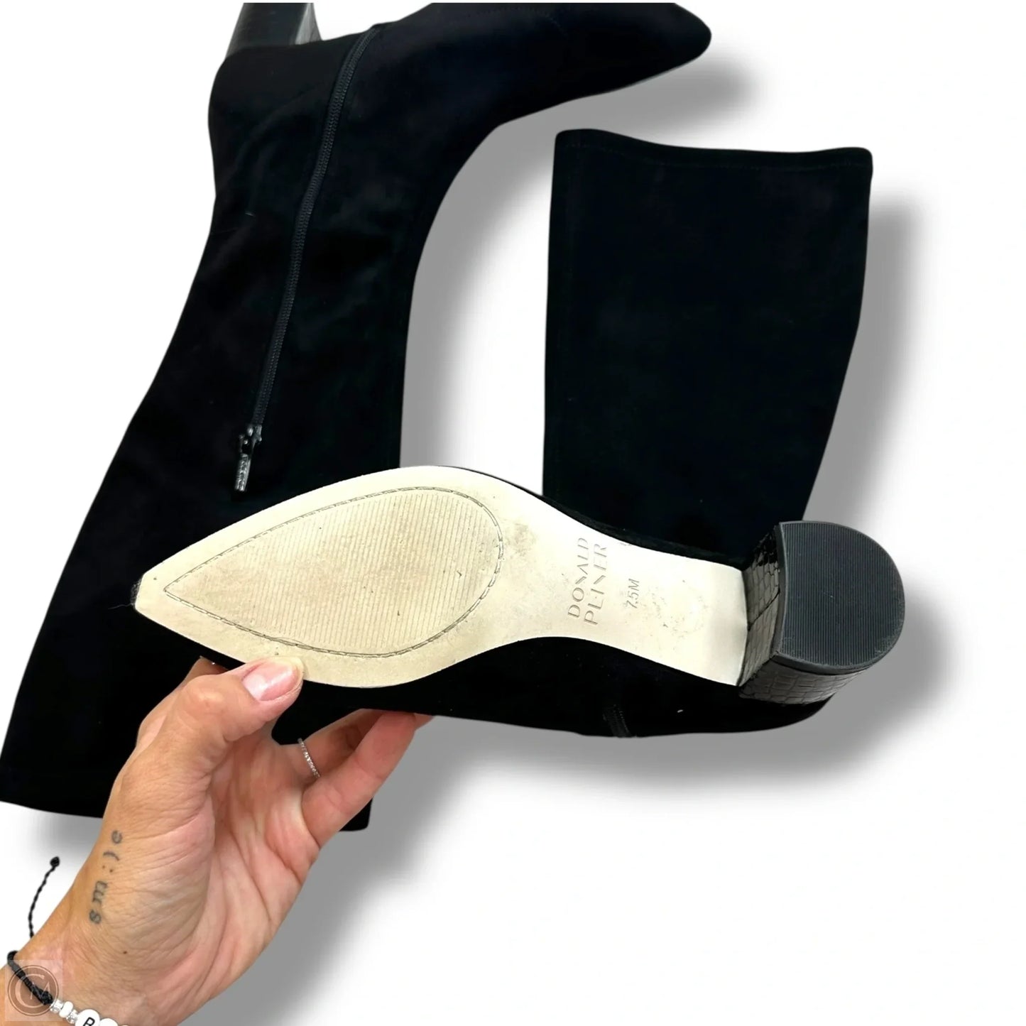 Boots Mid-calf Heels By Donald Pliner In Black, Size: 7.5