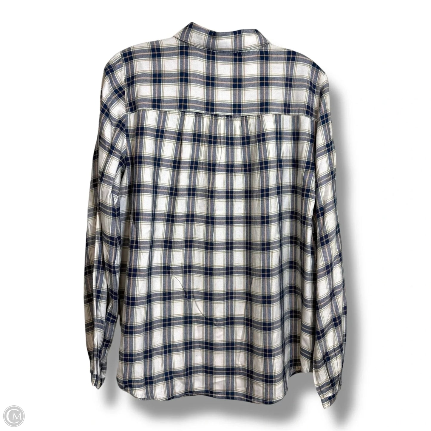 Top Long Sleeve By Loft In Plaid Pattern, Size: S