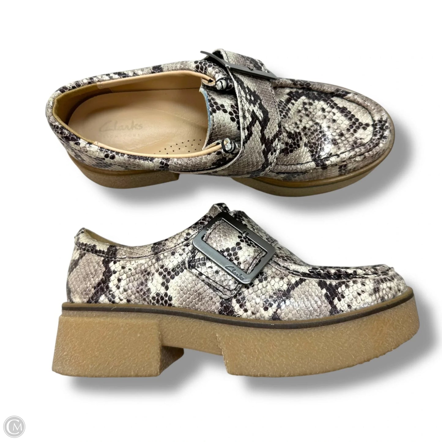 Shoes Heels Platform By Clarks In Snakeskin Print, Size: 7