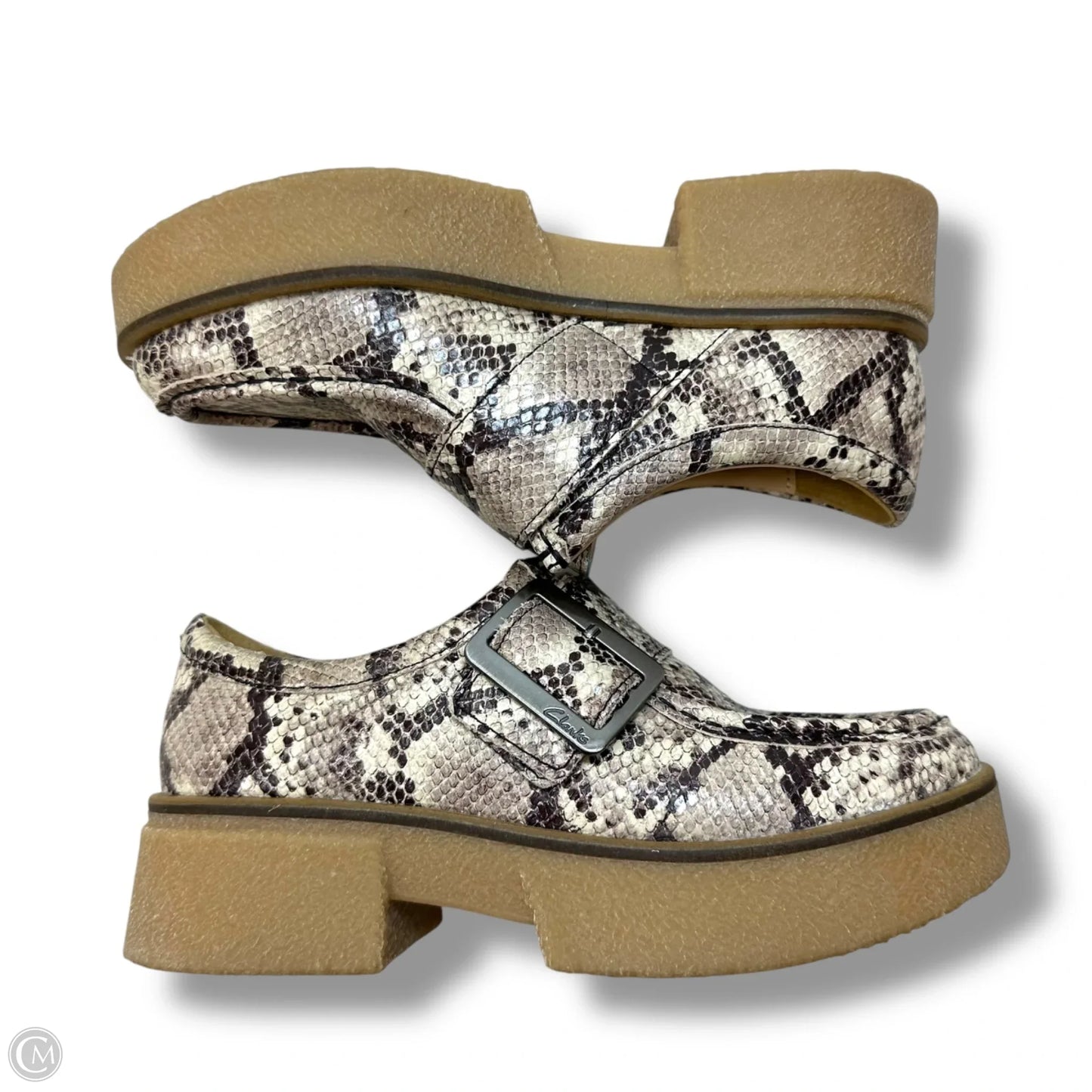 Shoes Heels Platform By Clarks In Snakeskin Print, Size: 7
