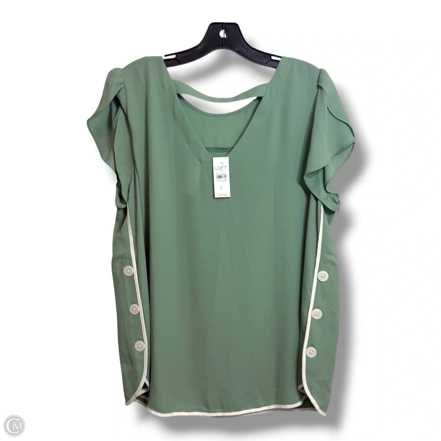 Top Short Sleeve By Loft In Green, Size: L
