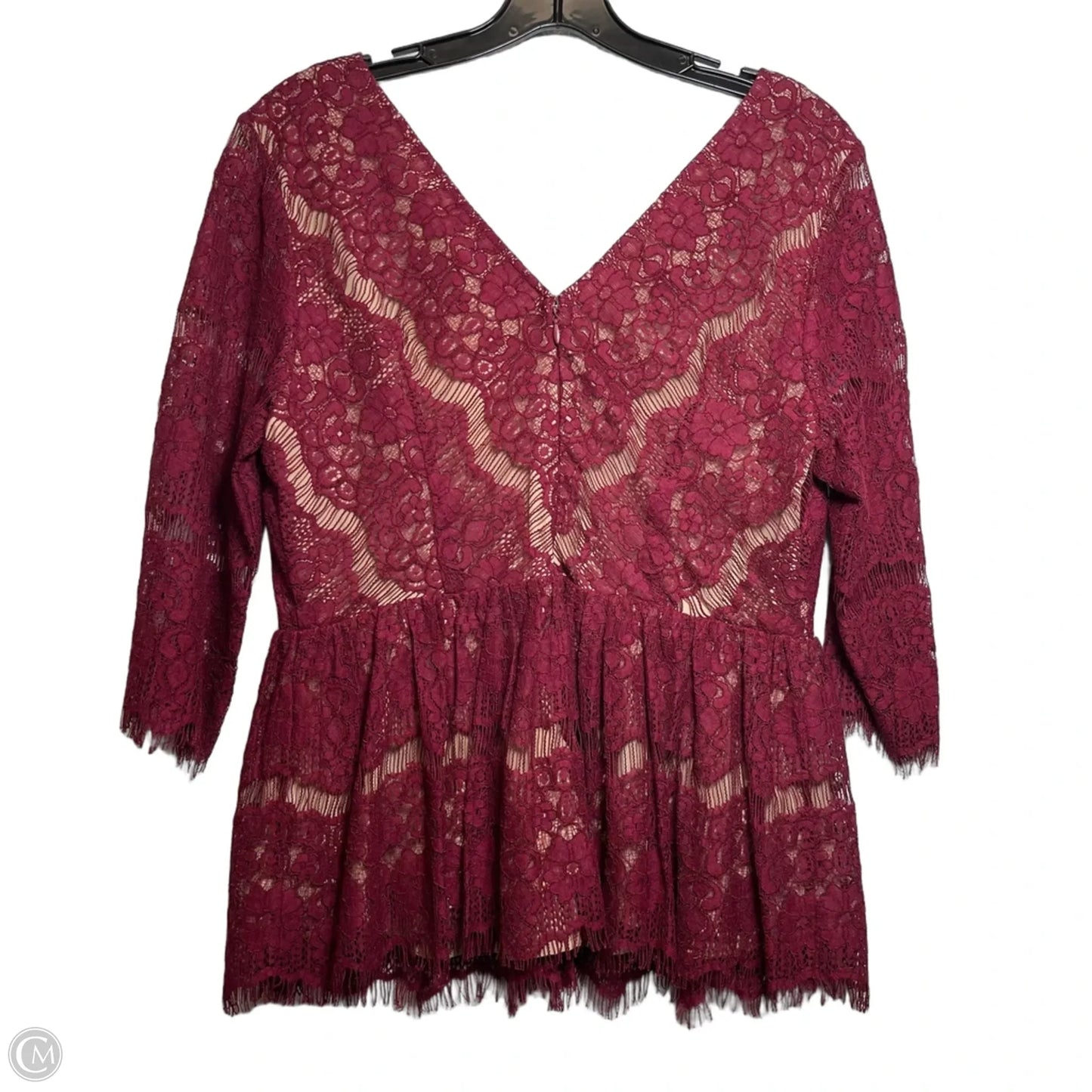 Top 3/4 Sleeve By Maeve In Maroon, Size: L