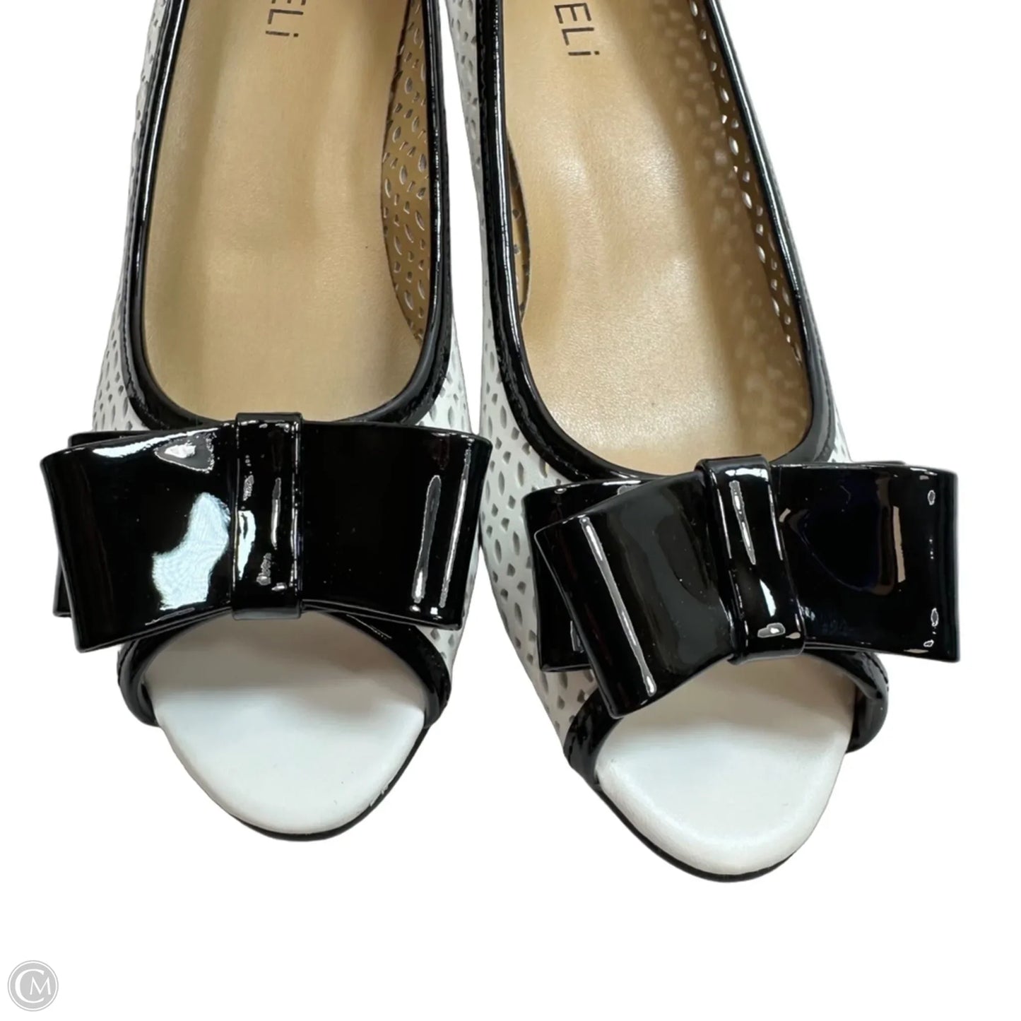 Shoes Heels Wedge By Vaneli In Black & White, Size: 8.5