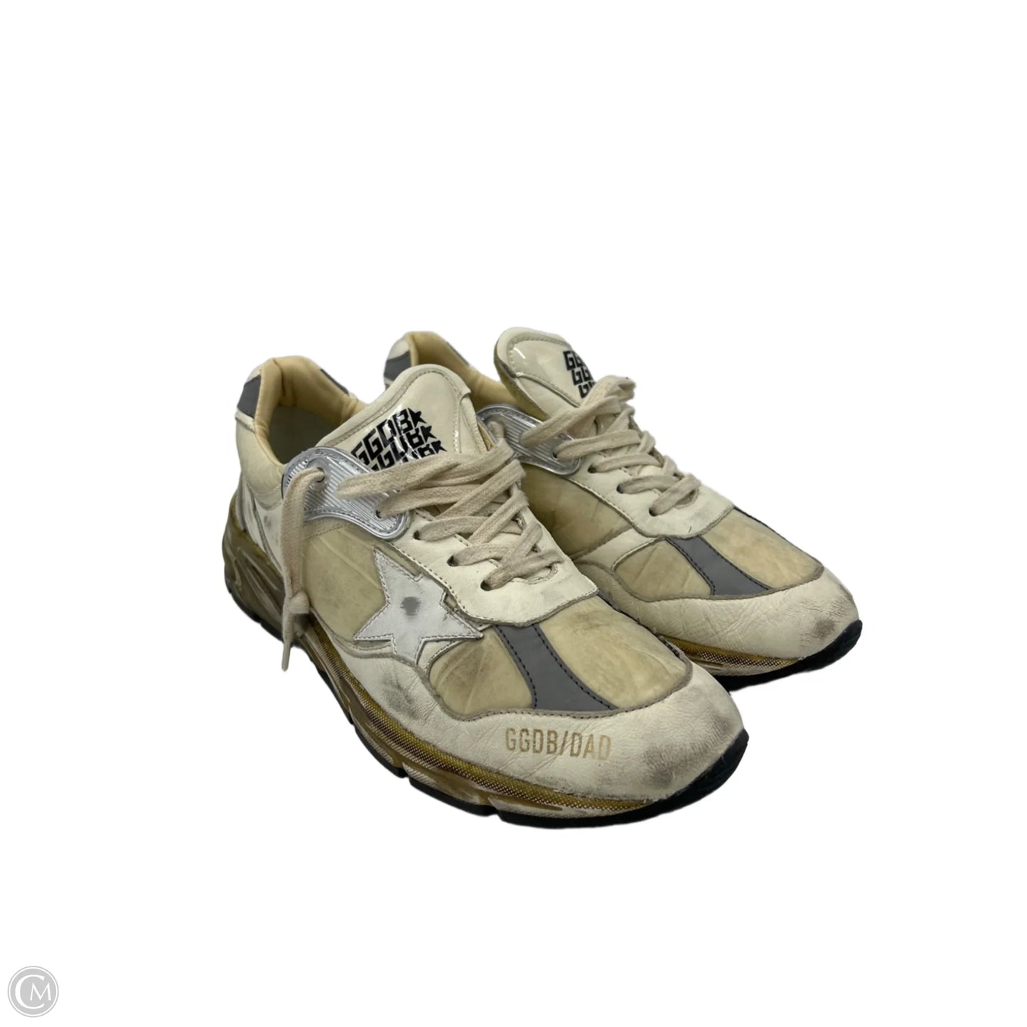 Golden Goose Dad-Star Luxury Designer Trainers In Cream, Size: 10