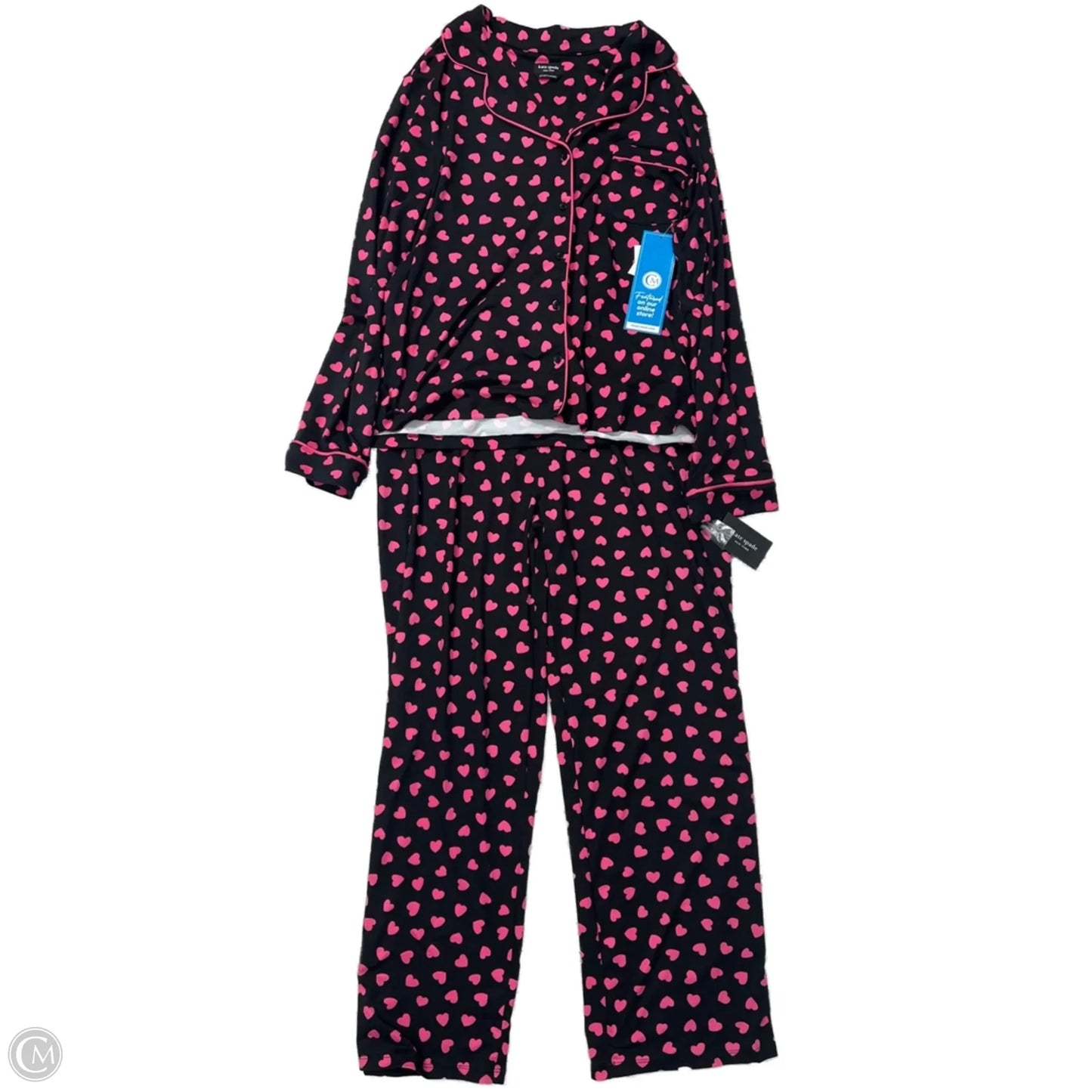 New! Pajamas Designer By Kate Spade In Black & Pink, Size: Xl