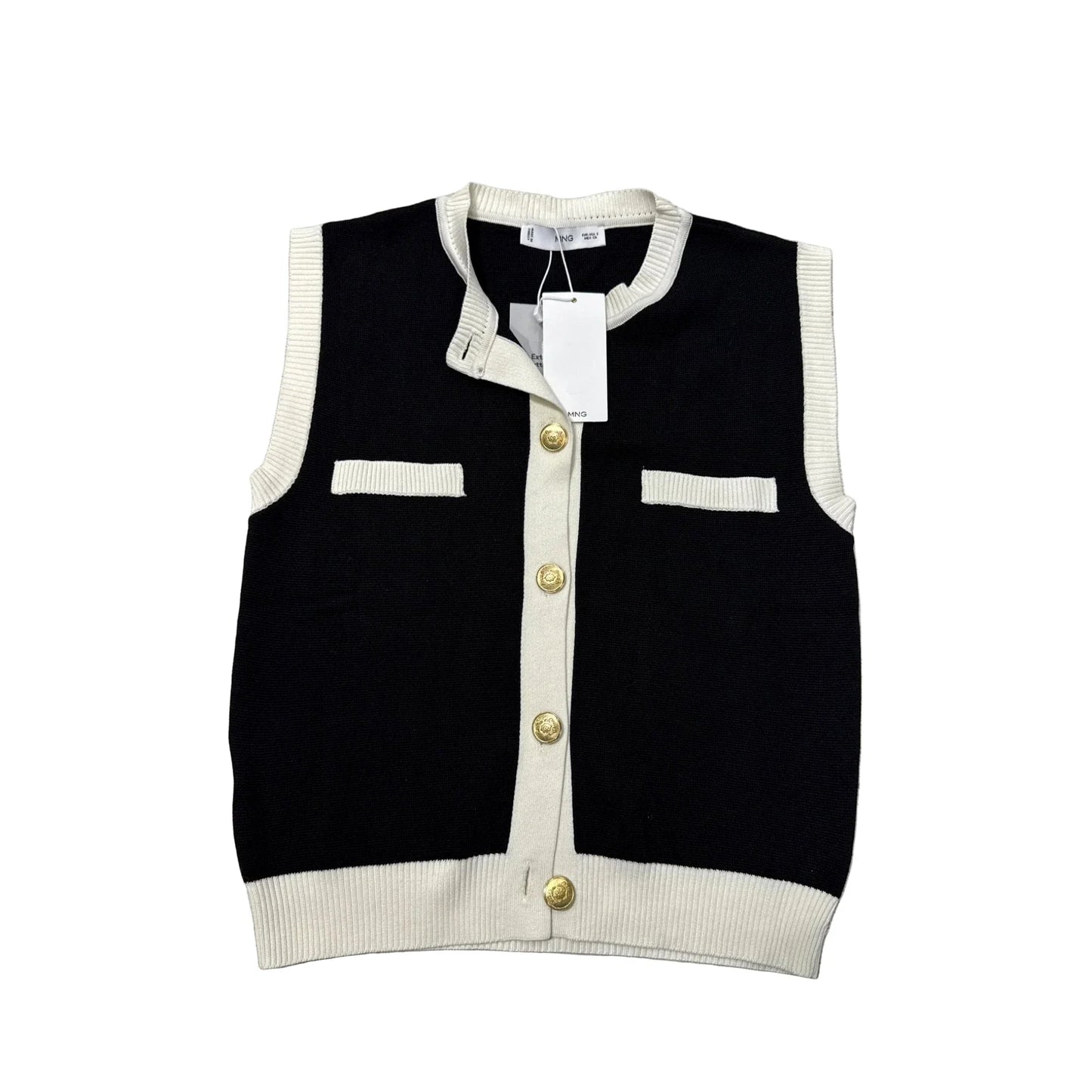 New! Sweater Short Sleeve By Mng In Black & White, Size: S