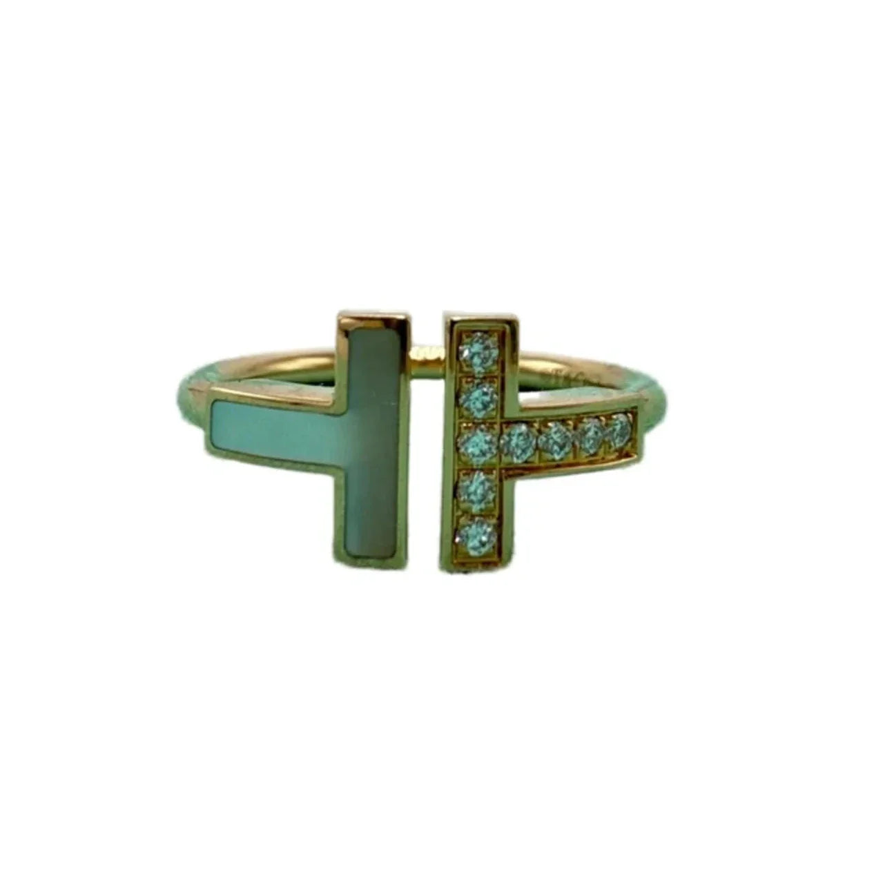 Tiffany & Company 18K T Wire Diamond Luxury Designer Ring, Size: 6.5