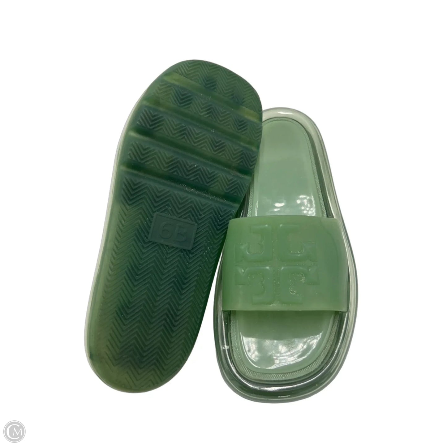 Tory Burch Bubble Slides Designed Sandals In Green, Size: 6