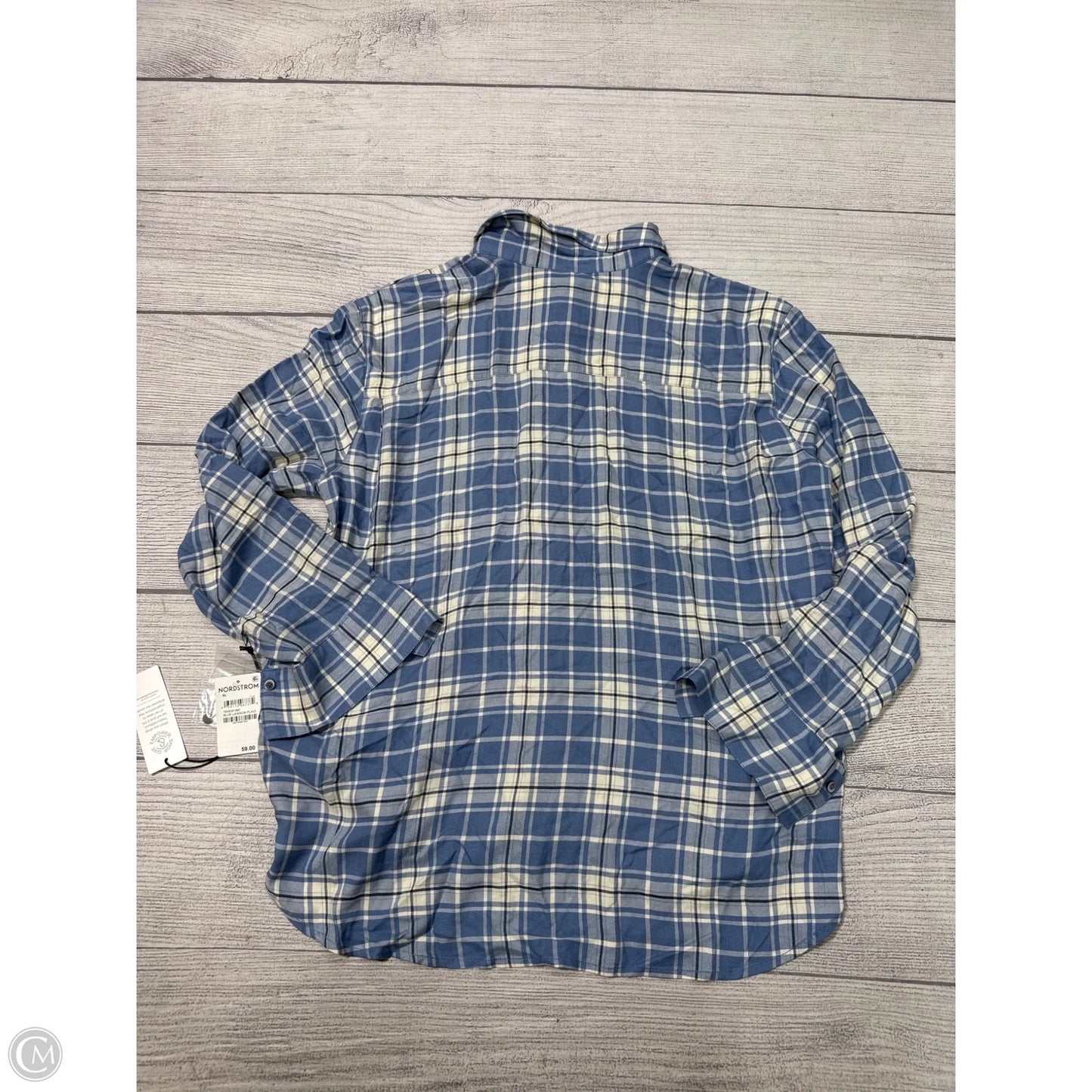 New! Top Long Sleeve By Nordstrom In Blue & Cream, Size: Xl