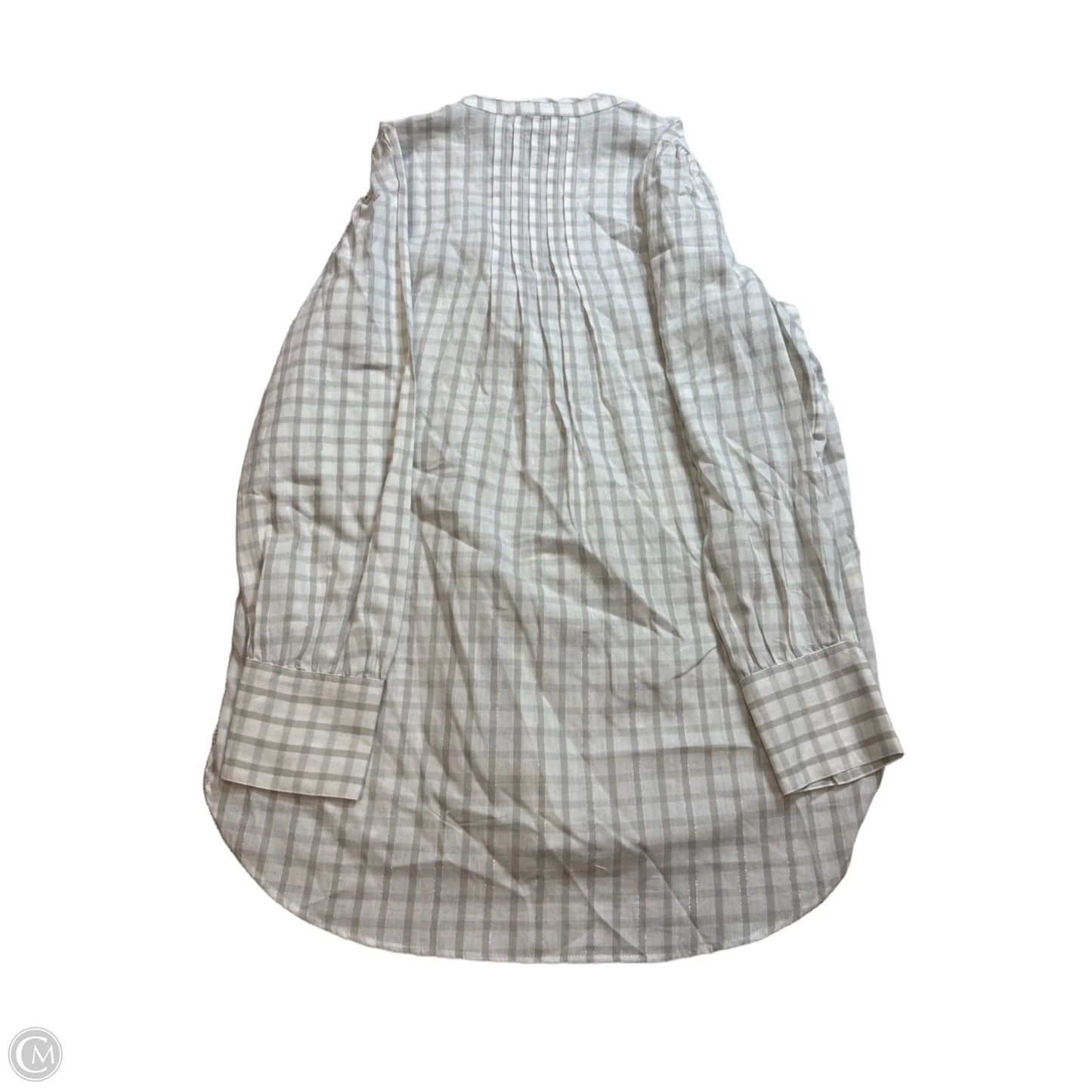 Top Long Sleeve By Loft In Grey & White, Size: M