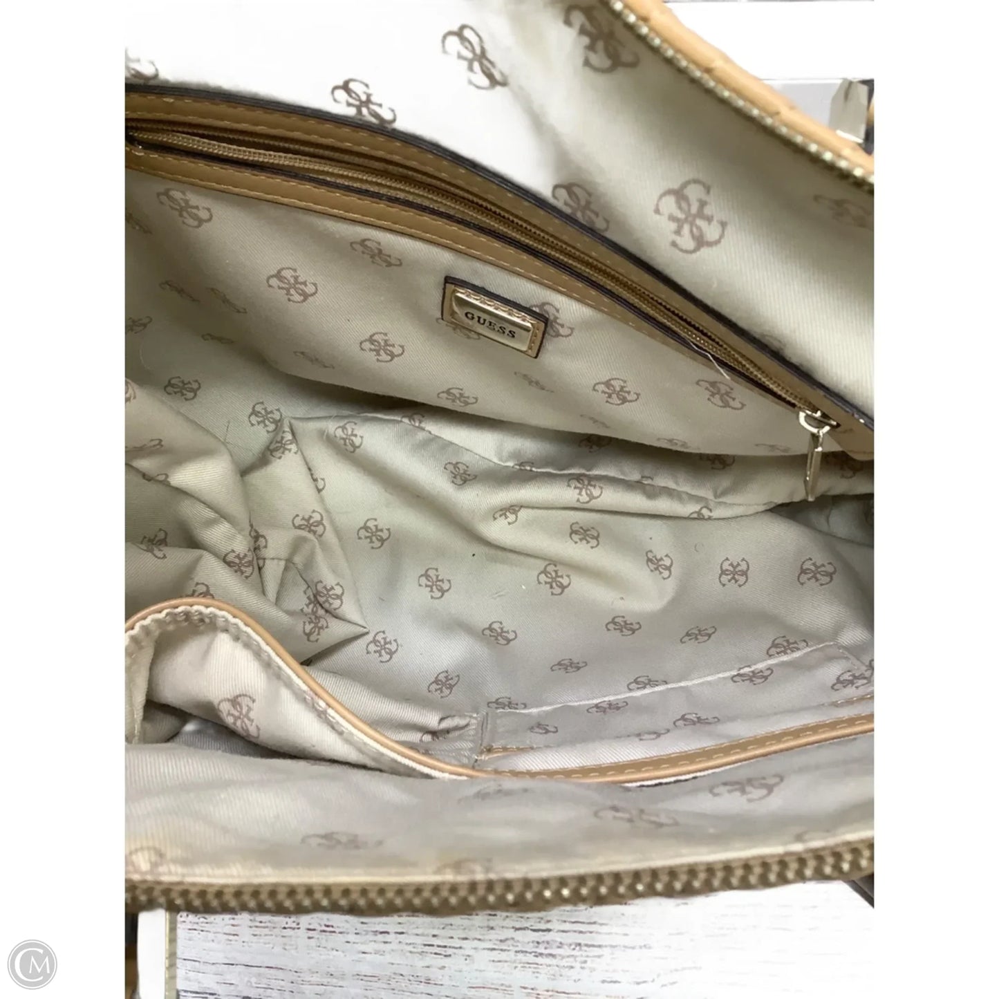 Handbag Leather By Guess, Size: Large