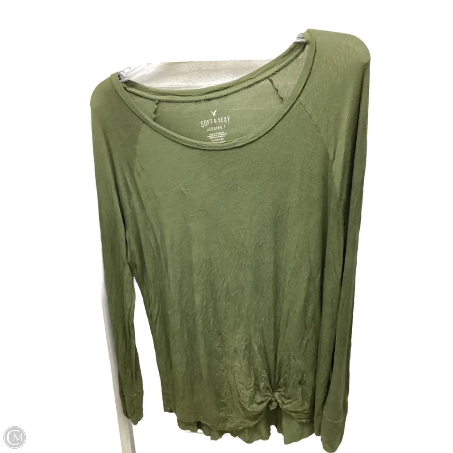 Top Long Sleeve By American Eagle In Green, Size: Xl