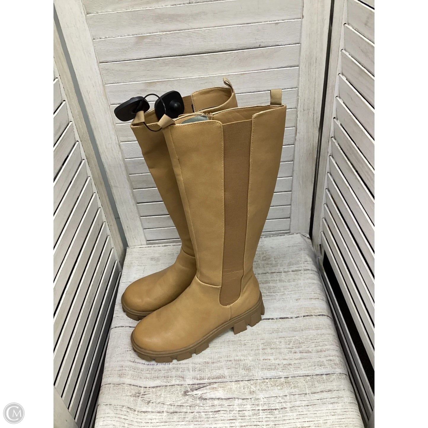 Boots Knee Heels By Sugar In Brown, Size: 7