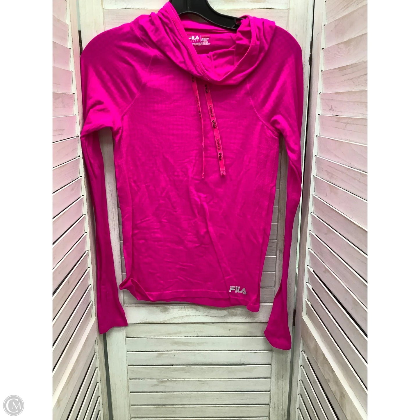 Athletic Top Long Sleeve Hoodie By Fila In Pink, Size: S