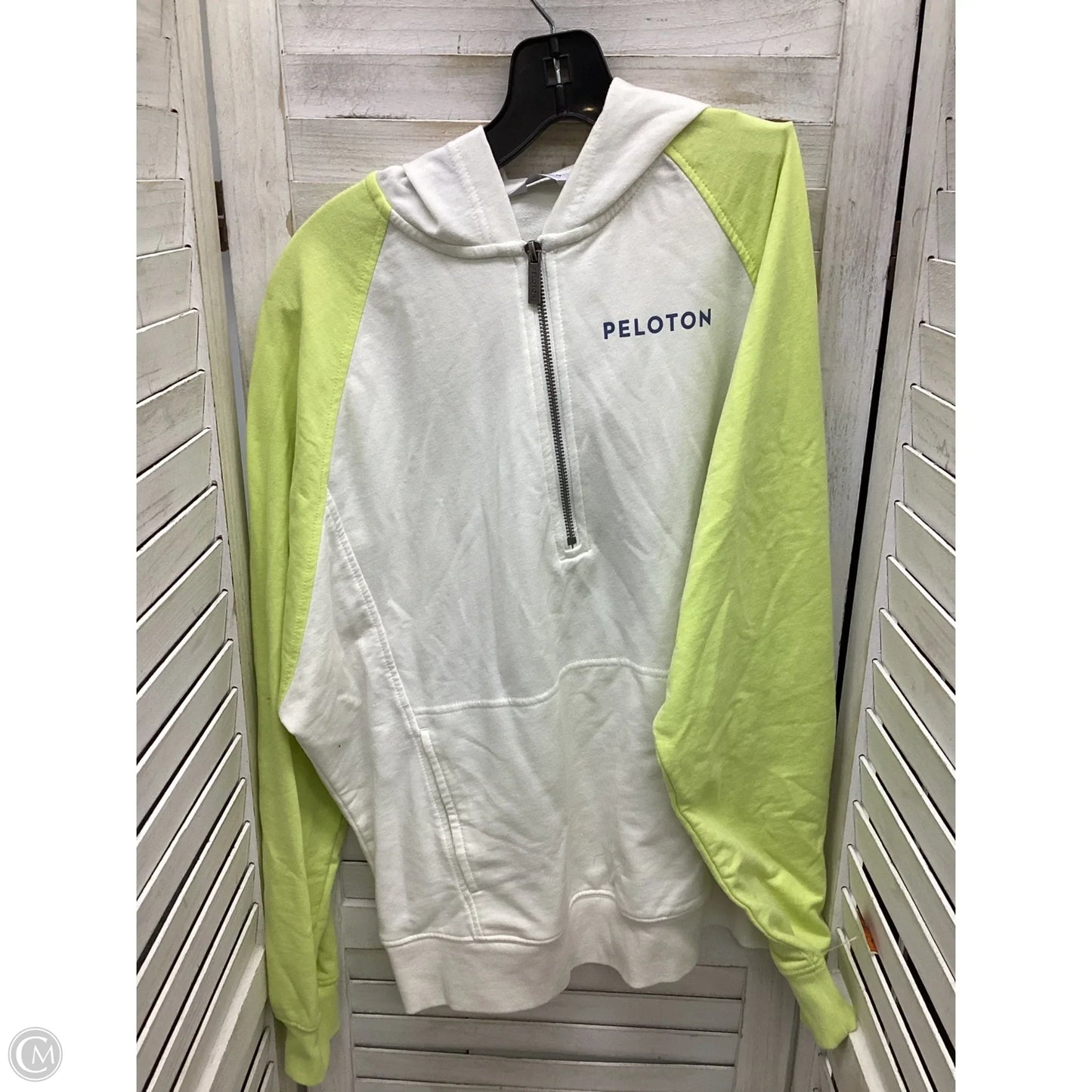 Sweatshirt Hoodie By Pendleton In White & Yellow, Size: S