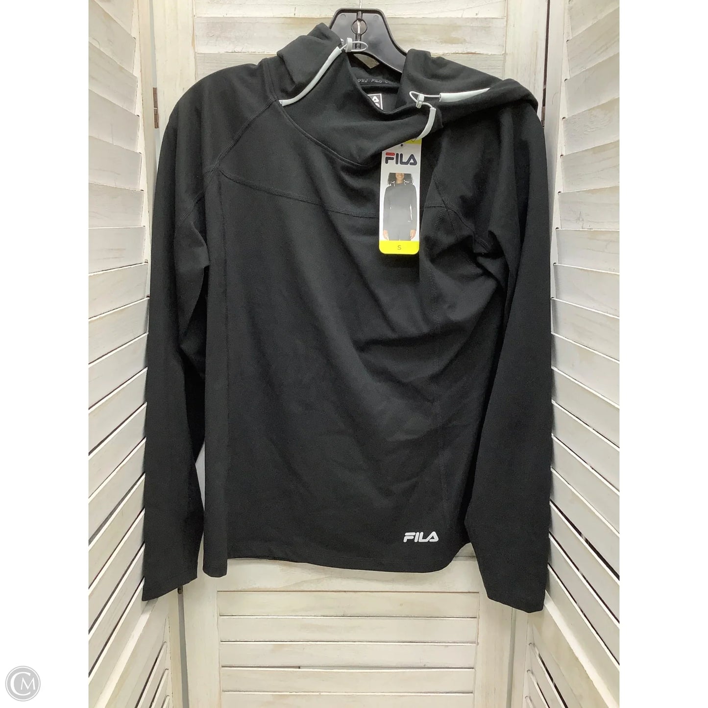Athletic Top Long Sleeve Hoodie By Fila In Black, Size: S