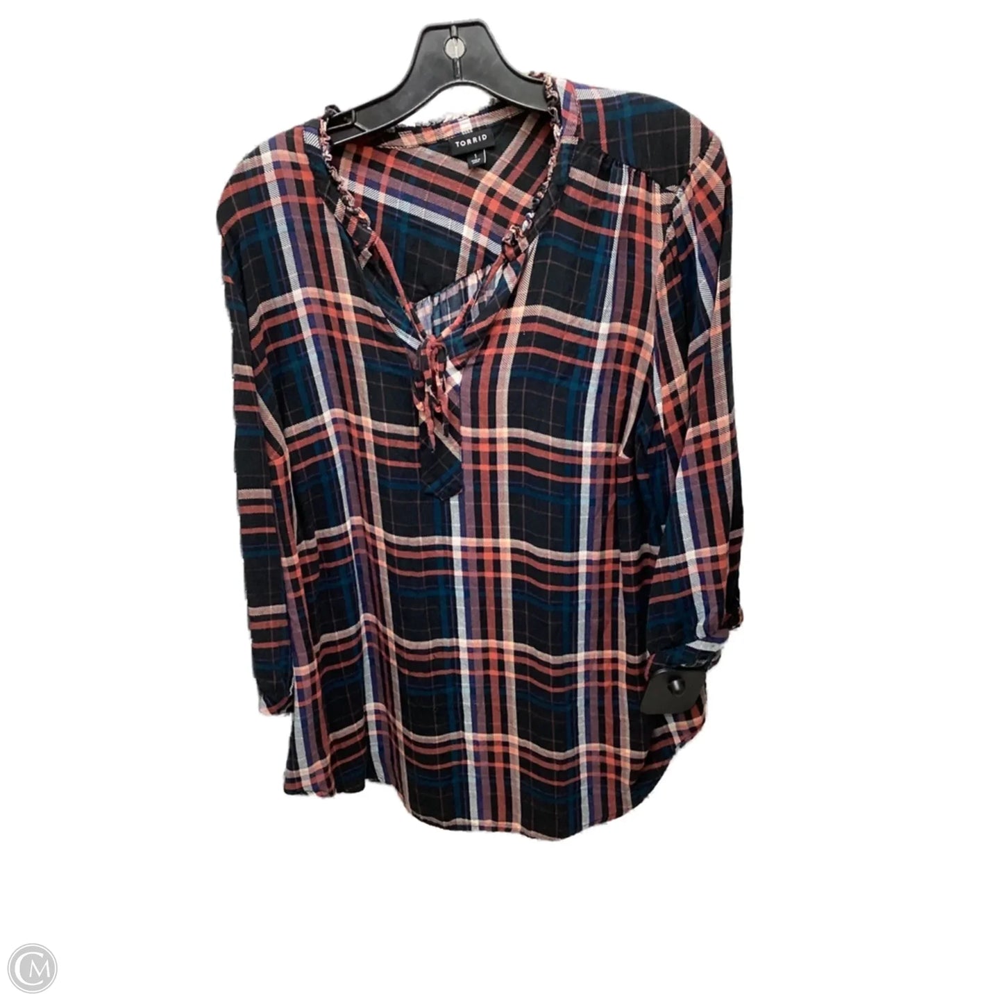 Top 3/4 Sleeve By Torrid In Plaid Pattern, Size: 1x