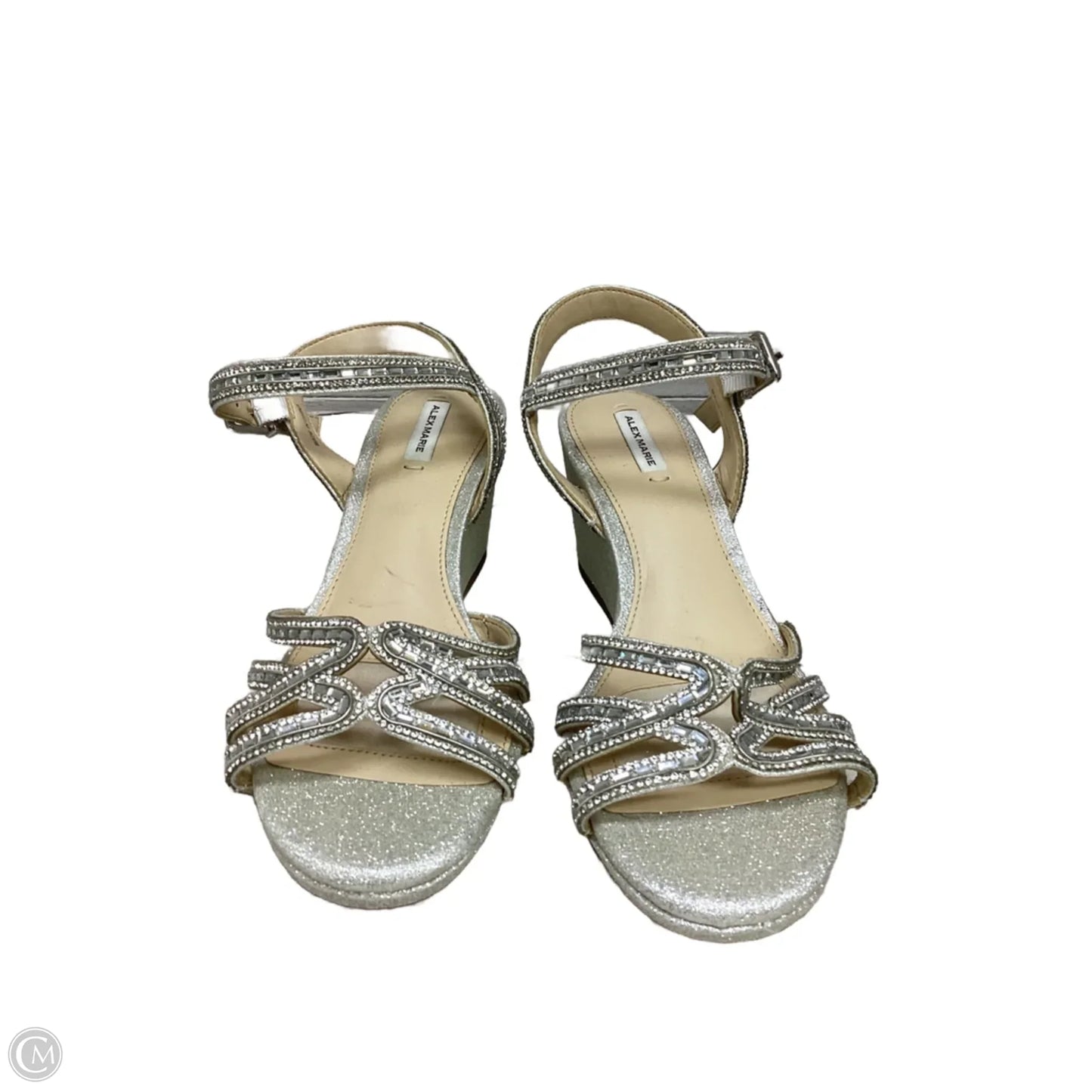 Sandals Heels Wedge By Alex Marie In Silver, Size: 6
