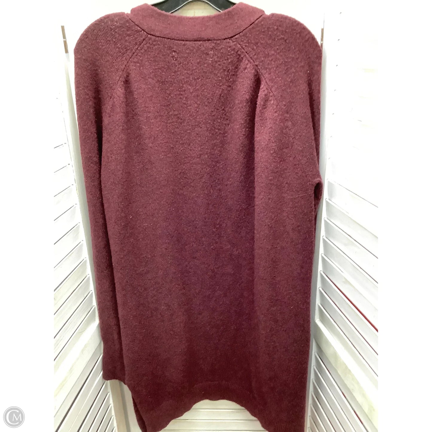 Sweater Cardigan By Loft In Maroon, Size: Xl