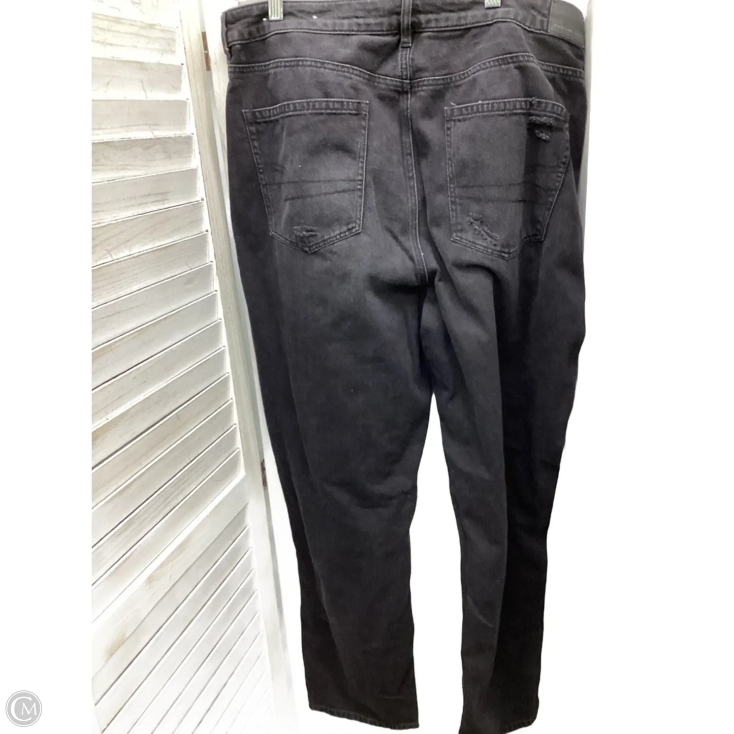 Jeans Straight By American Eagle In Black Denim, Size: 18