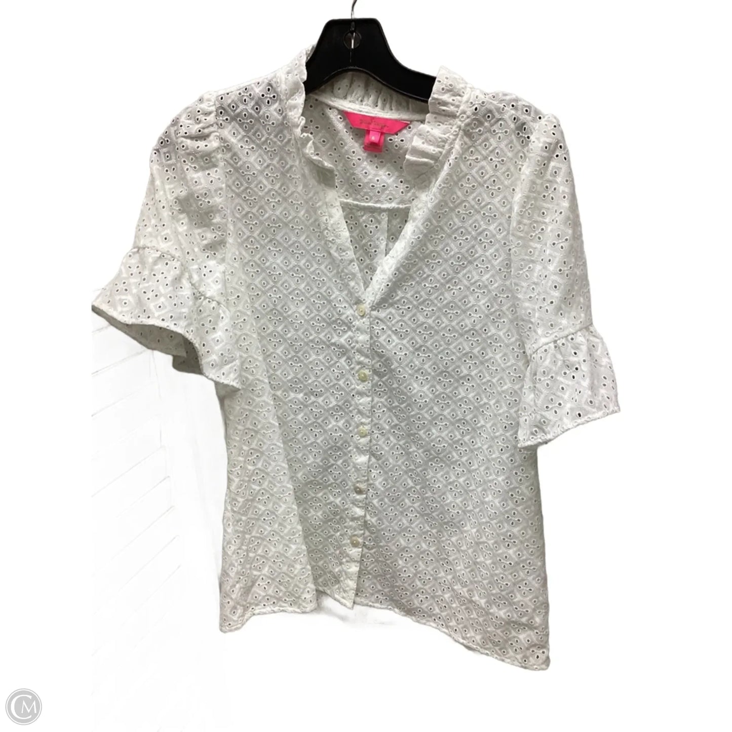 Top Short Sleeve Designer By Lilly Pulitzer In White, Size: 6