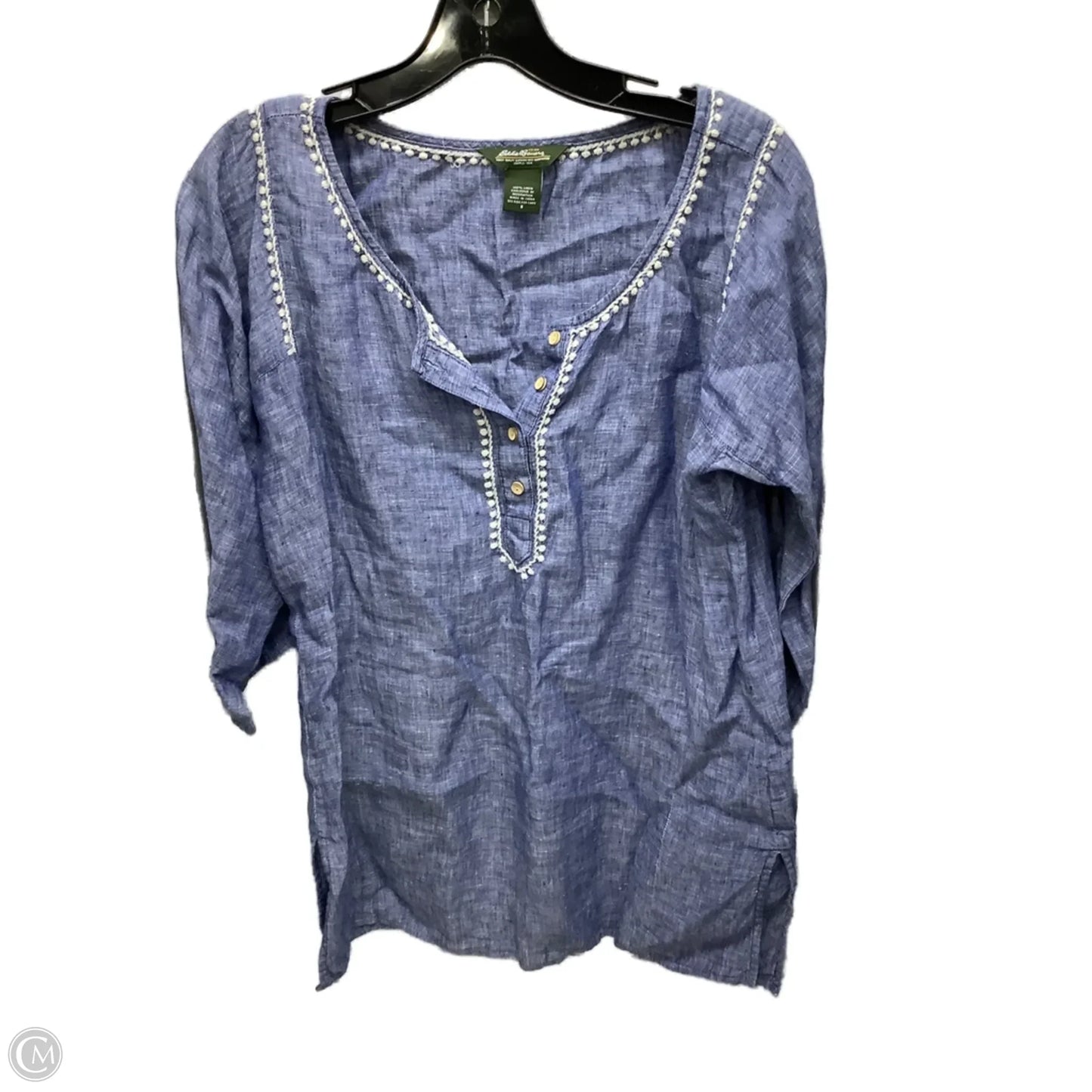 Top Long Sleeve By Eddie Bauer In Blue Denim, Size: S