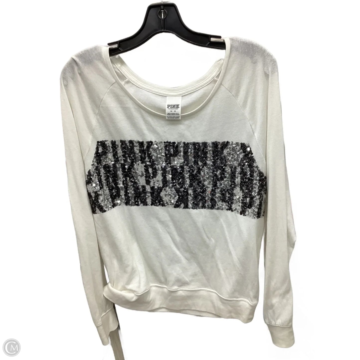 Top Long Sleeve By Pink In White, Size: M