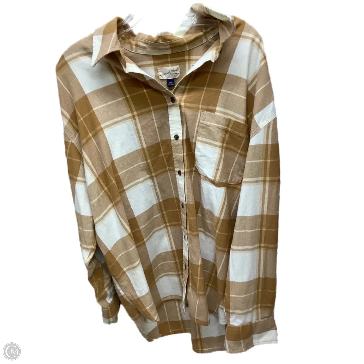 Top Long Sleeve By Universal Thread In Plaid Pattern, Size: Xxl