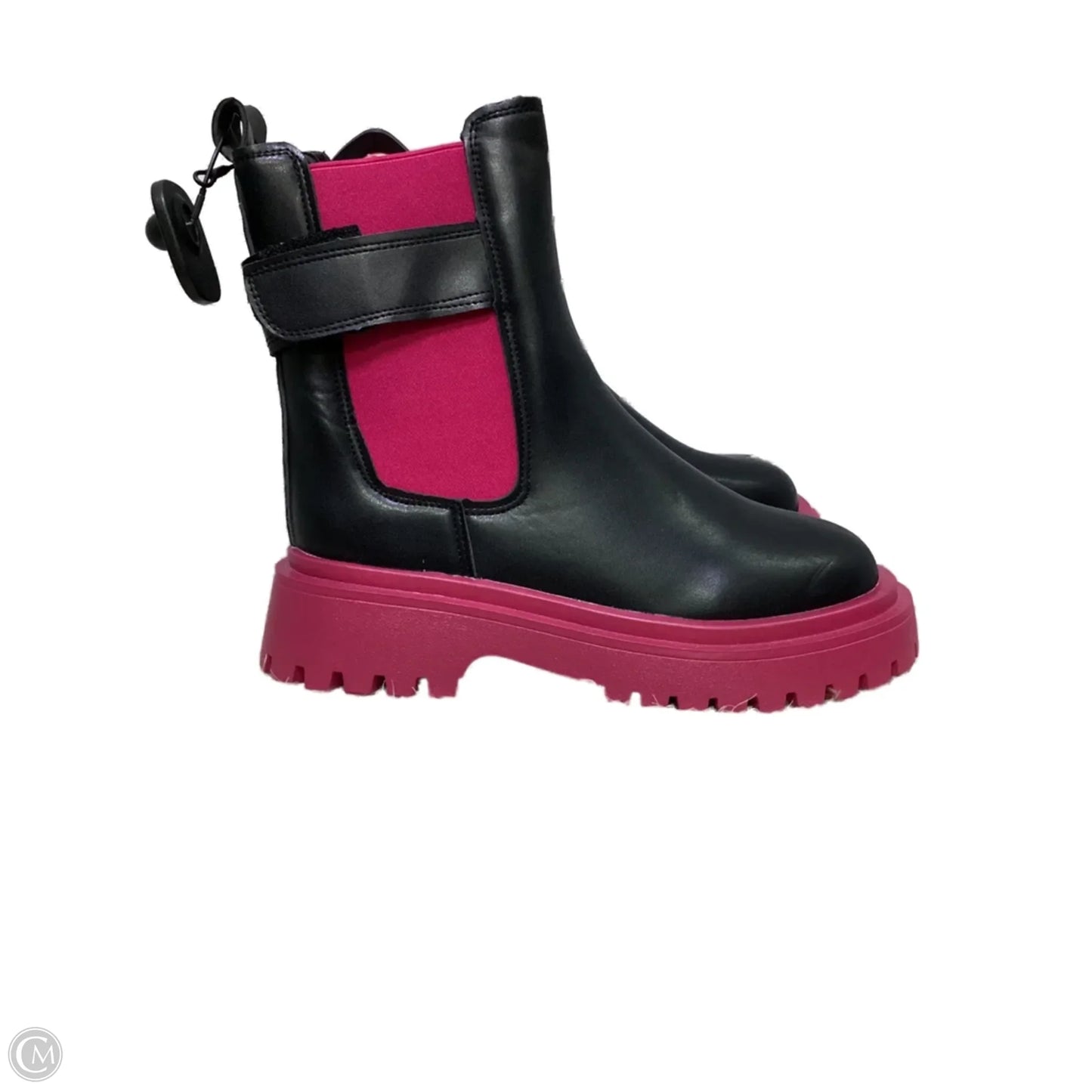 Boots Rain By Clothes Mentor In Black & Pink, Size: 9