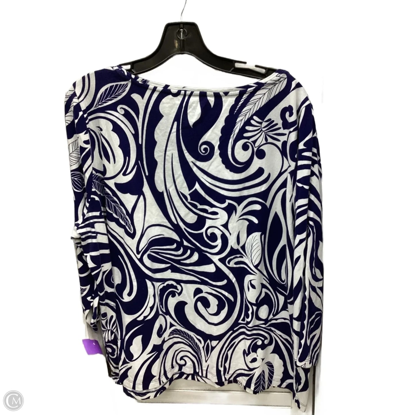 Top 3/4 Sleeve By Talbots In Blue & White, Size: 3x