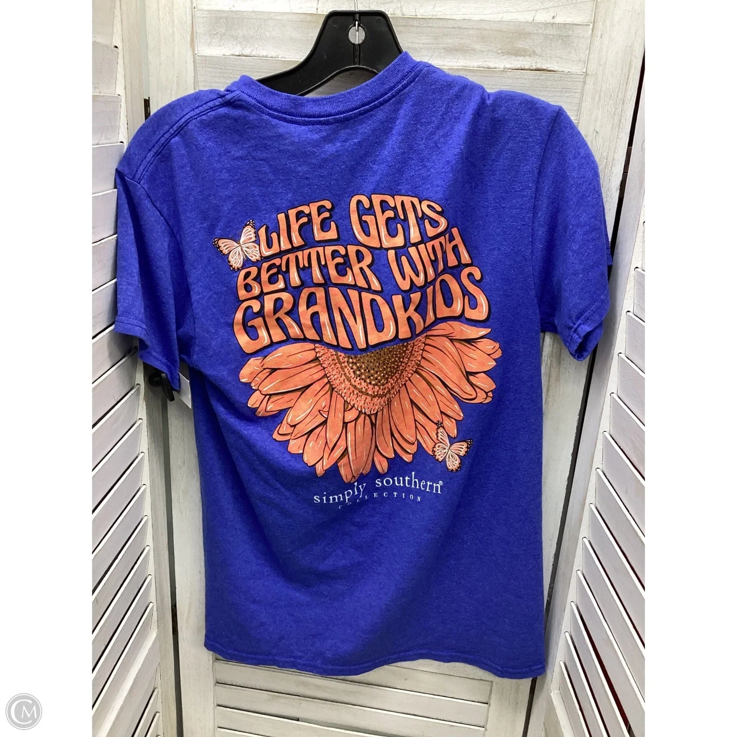 Top Short Sleeve By Simply Southern In Blue, Size: S