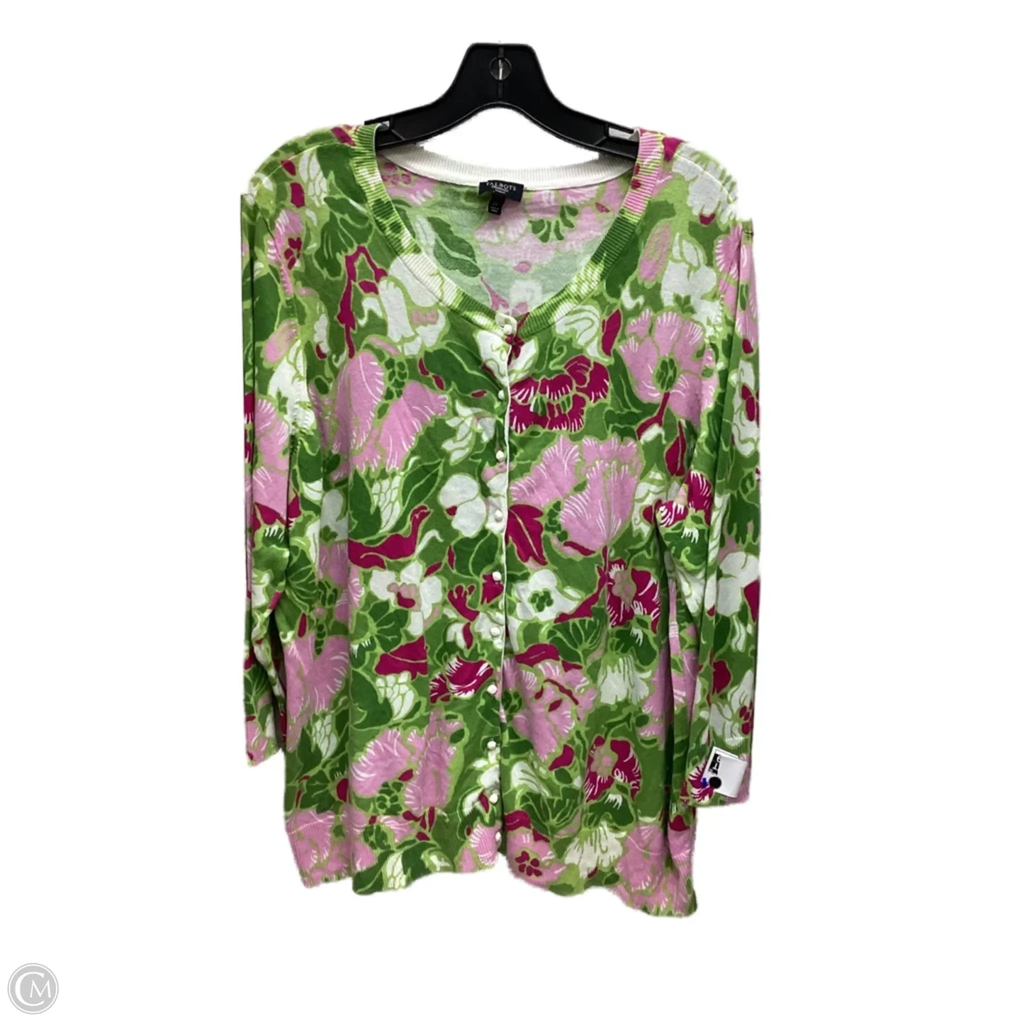 Cardigan By Talbots In Floral Print, Size: 2x