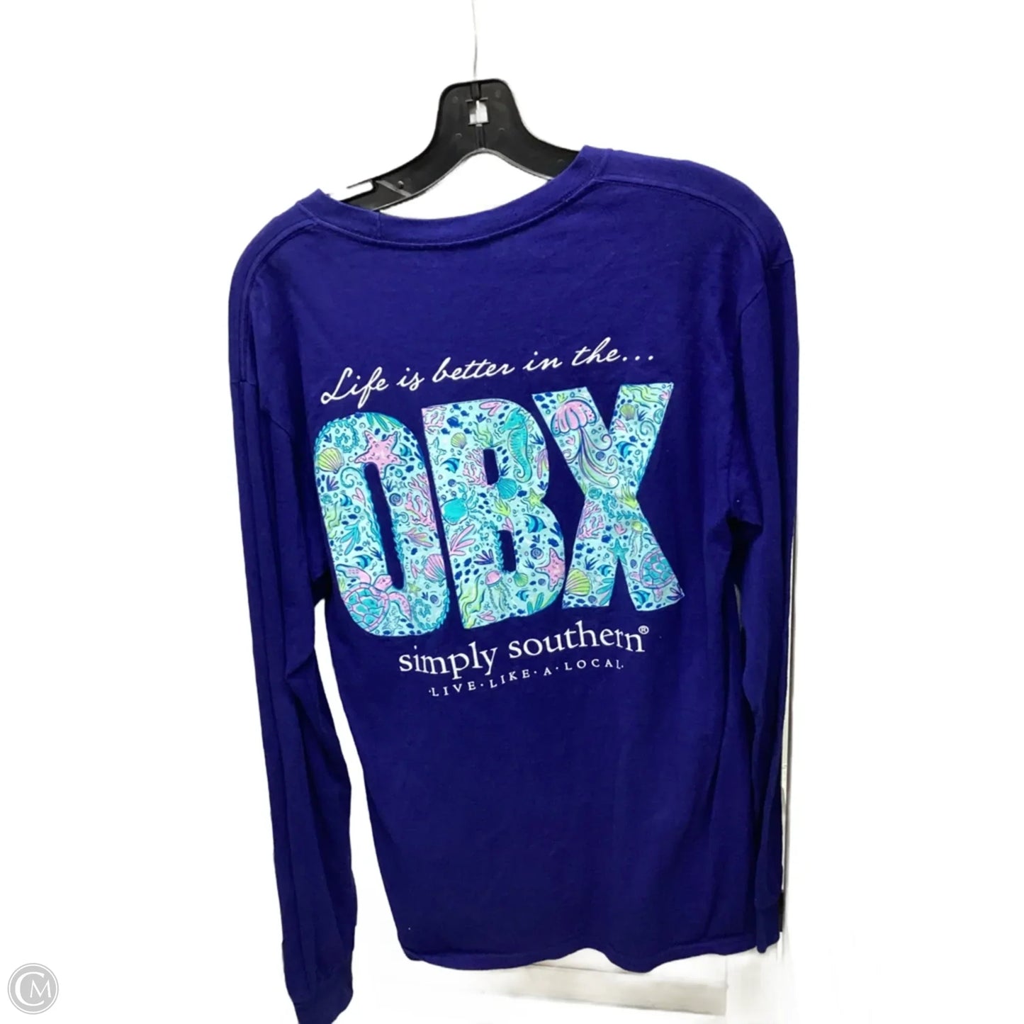 Top Long Sleeve By Simply Southern In Blue, Size: M