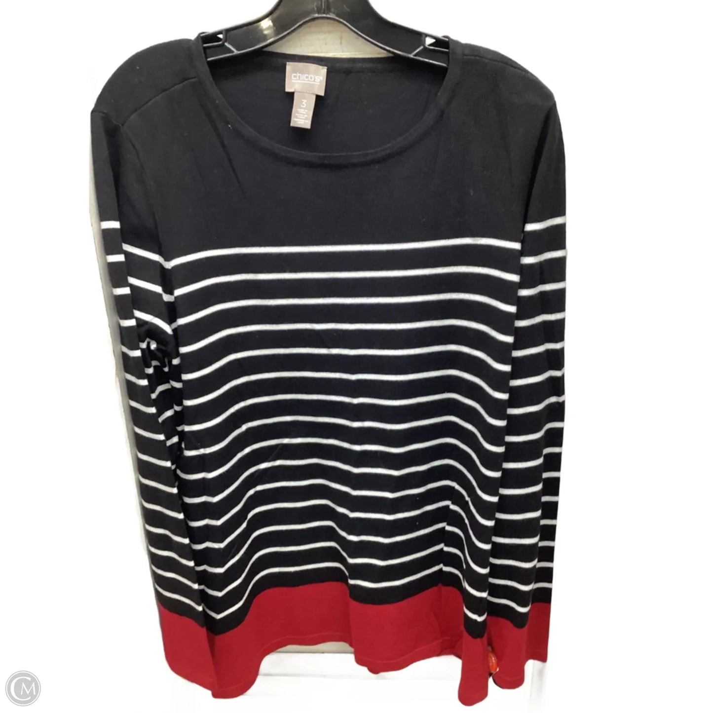 Top Long Sleeve By Chicos In Striped Pattern, Size: Xl