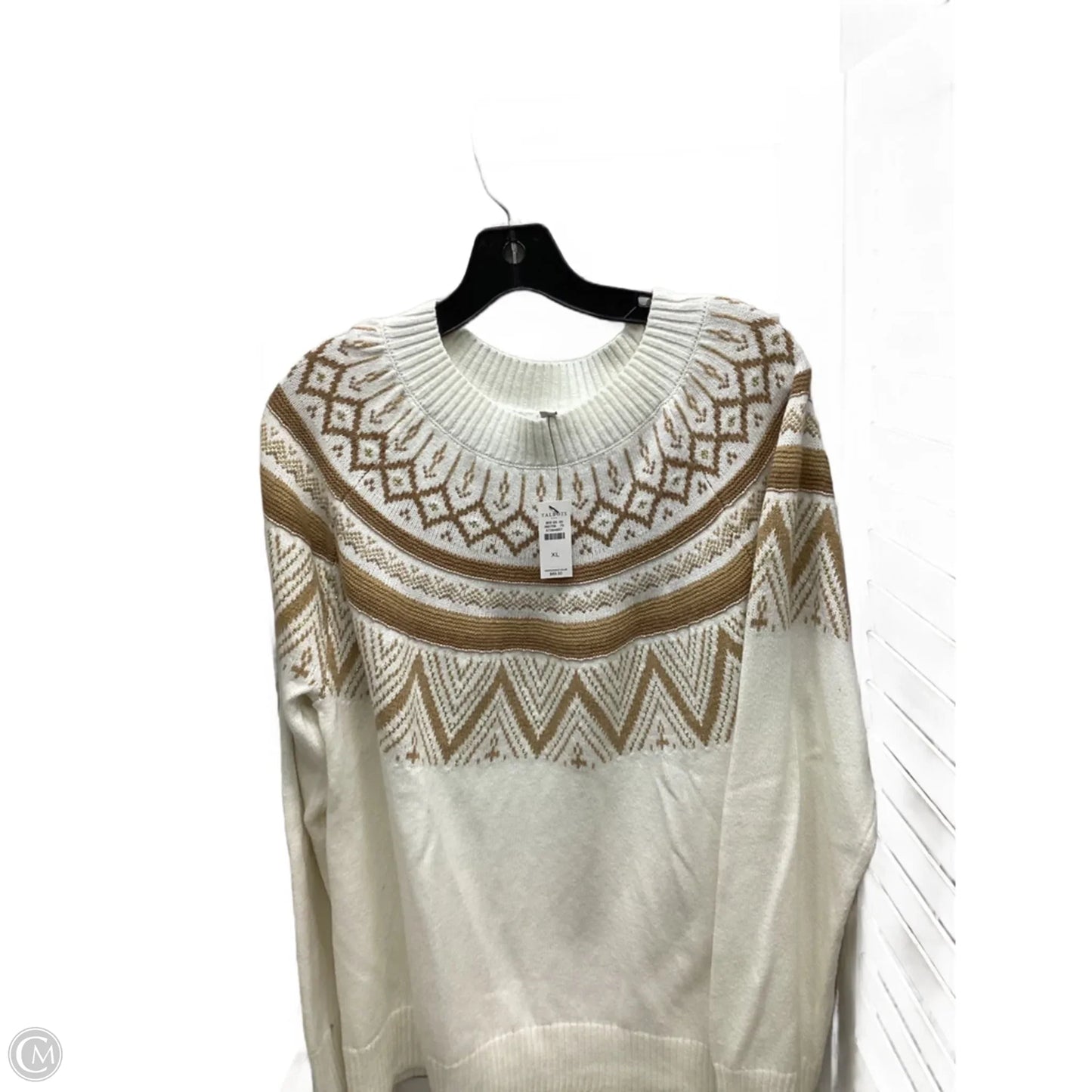 Sweater By Talbots In Brown & White, Size: Xl