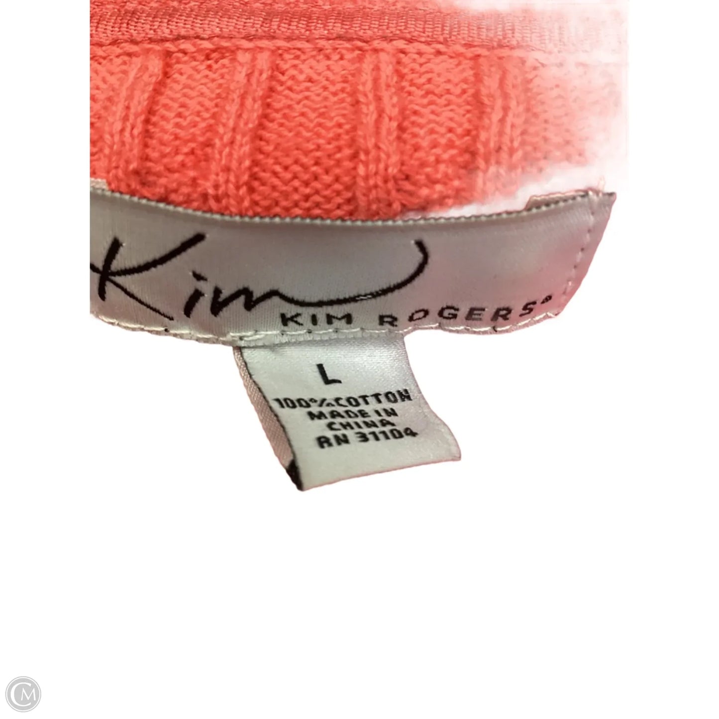 Top Long Sleeve By Kim Rogers In Coral, Size: L