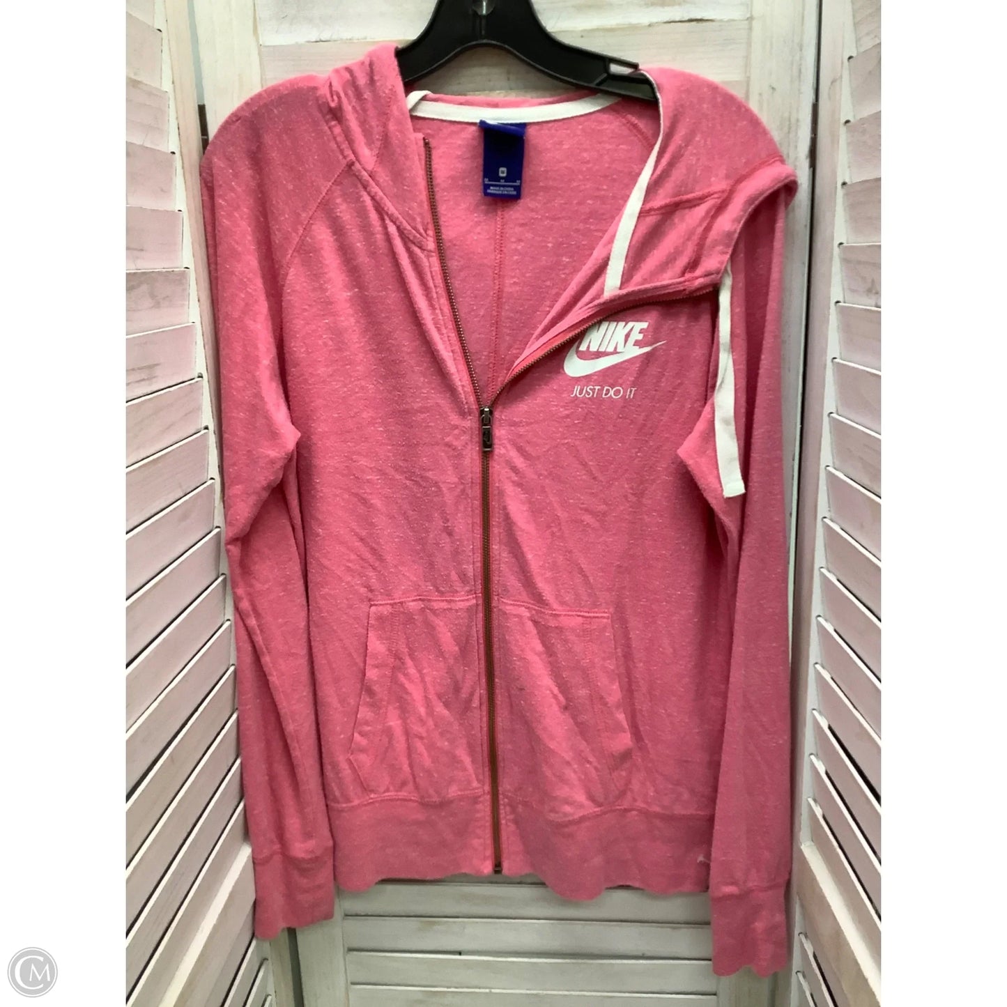 Athletic Jacket By Nike In Pink, Size: M