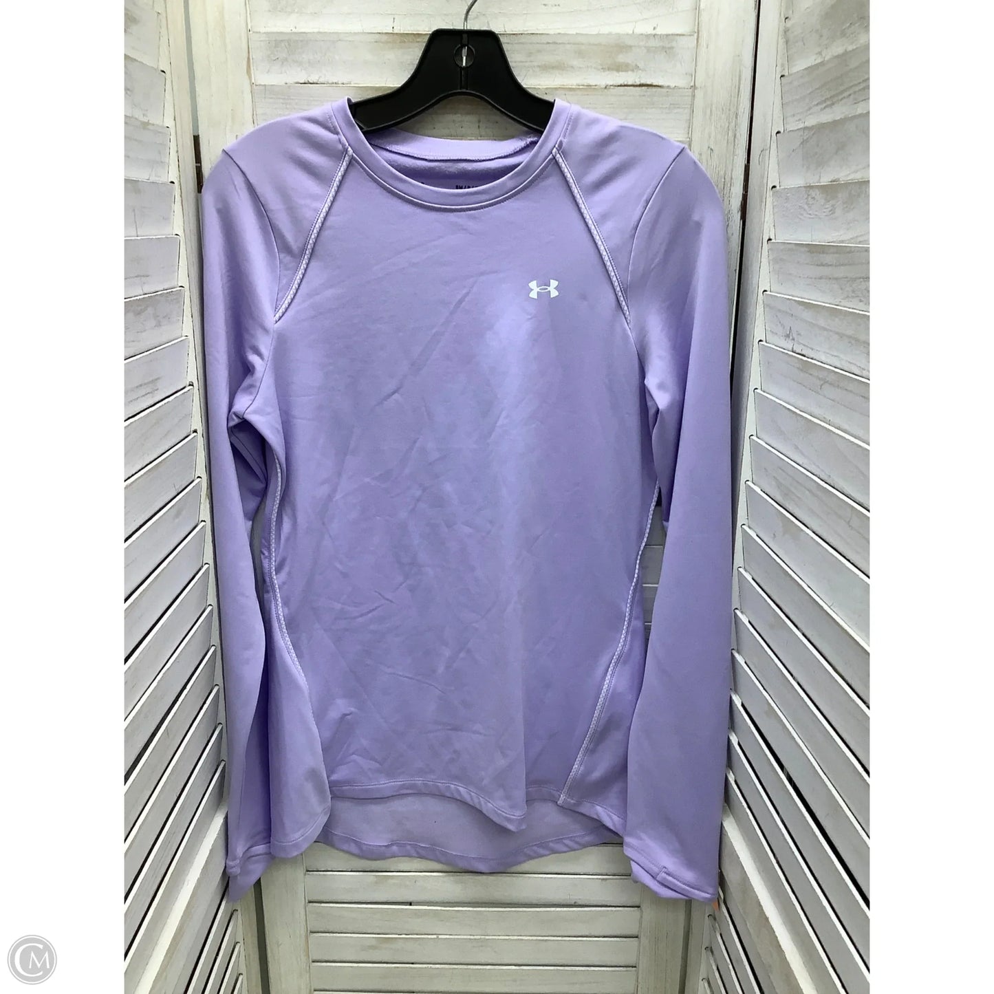 Athletic Top Long Sleeve Crewneck By Under Armour In Lavender, Size: S