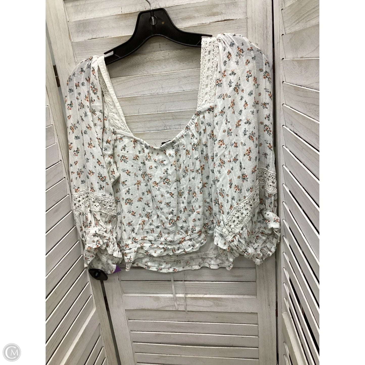 Top 3/4 Sleeve By American Eagle In Floral Print, Size: L