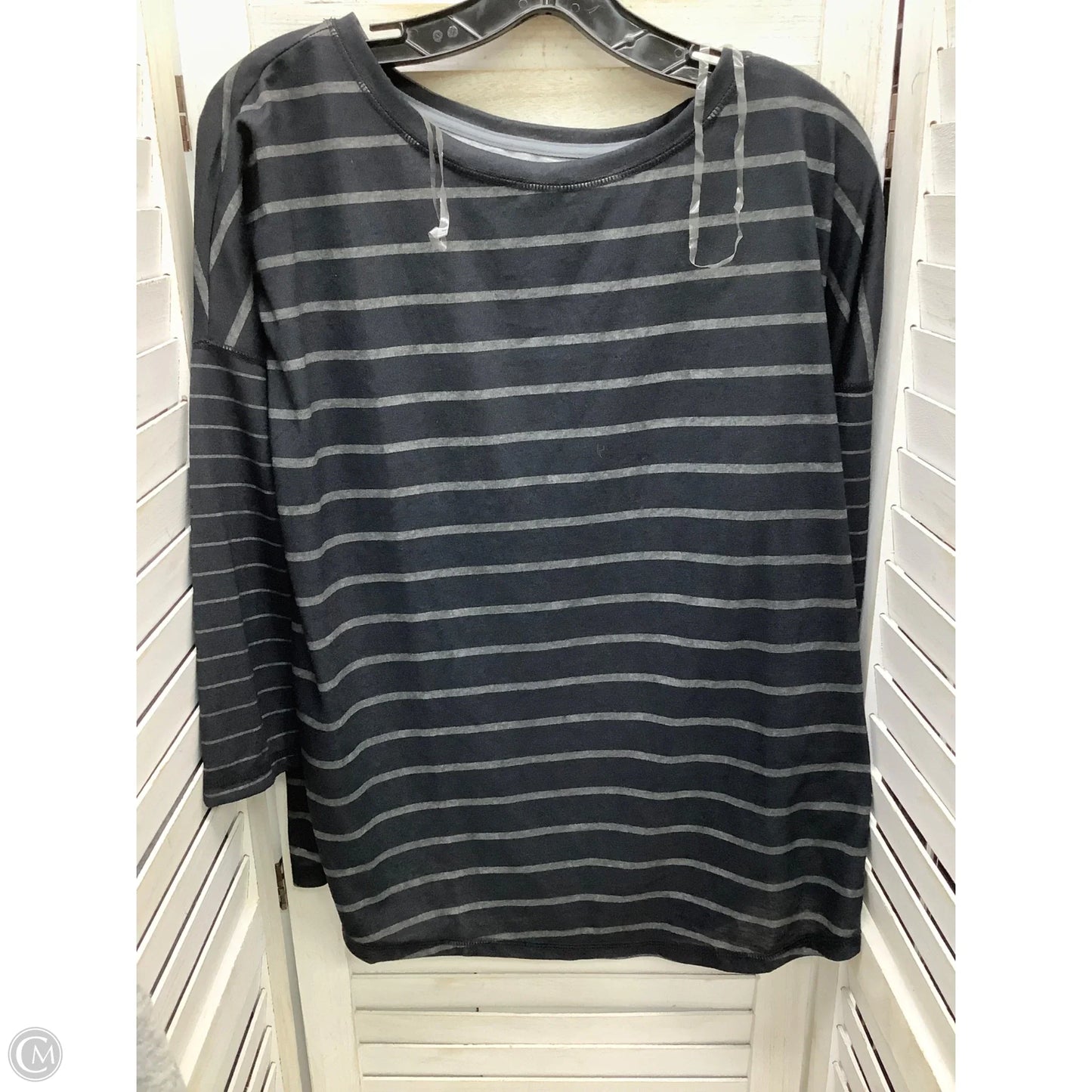 Athletic Top Long Sleeve Collar By Made For Life In Striped, Size: L