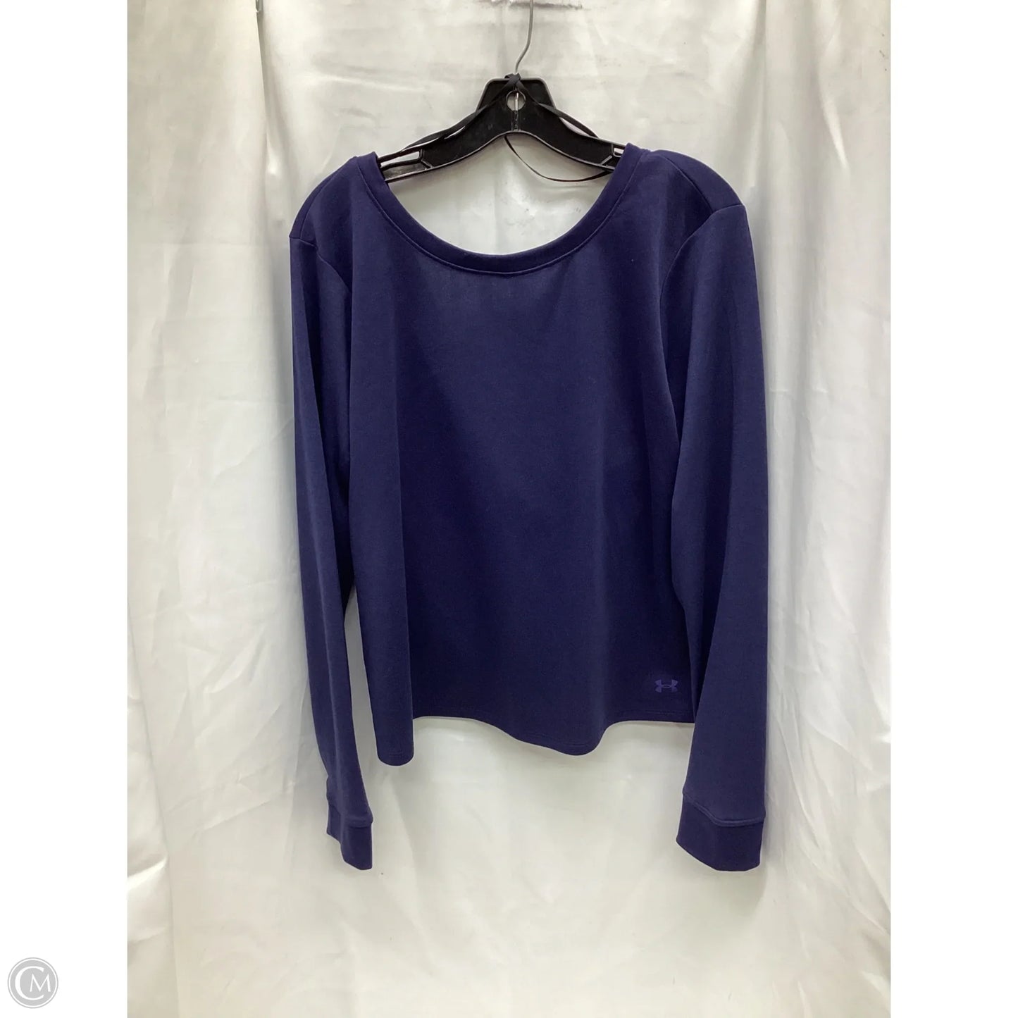 Athletic Top Long Sleeve Collar By Under Armour In Navy, Size: Xl