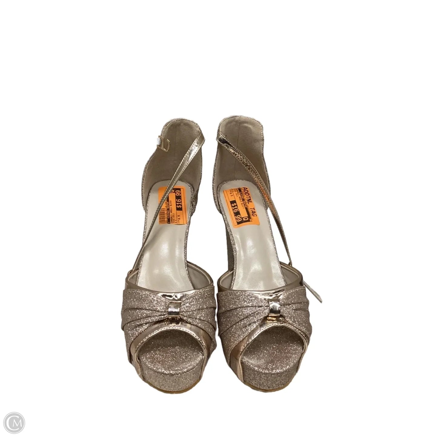 Sandals Heels Block By Clothes Mentor In Rose Gold, Size: 8.5