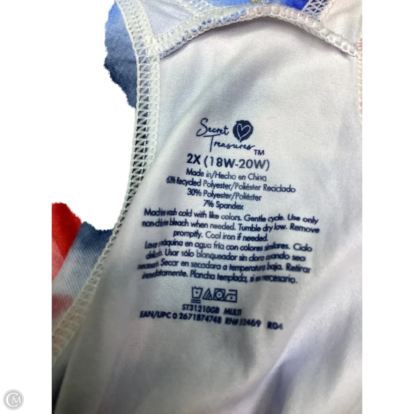 Dress Casual Maxi By Clothes Mentor In Blue Red & White, Size: 2x