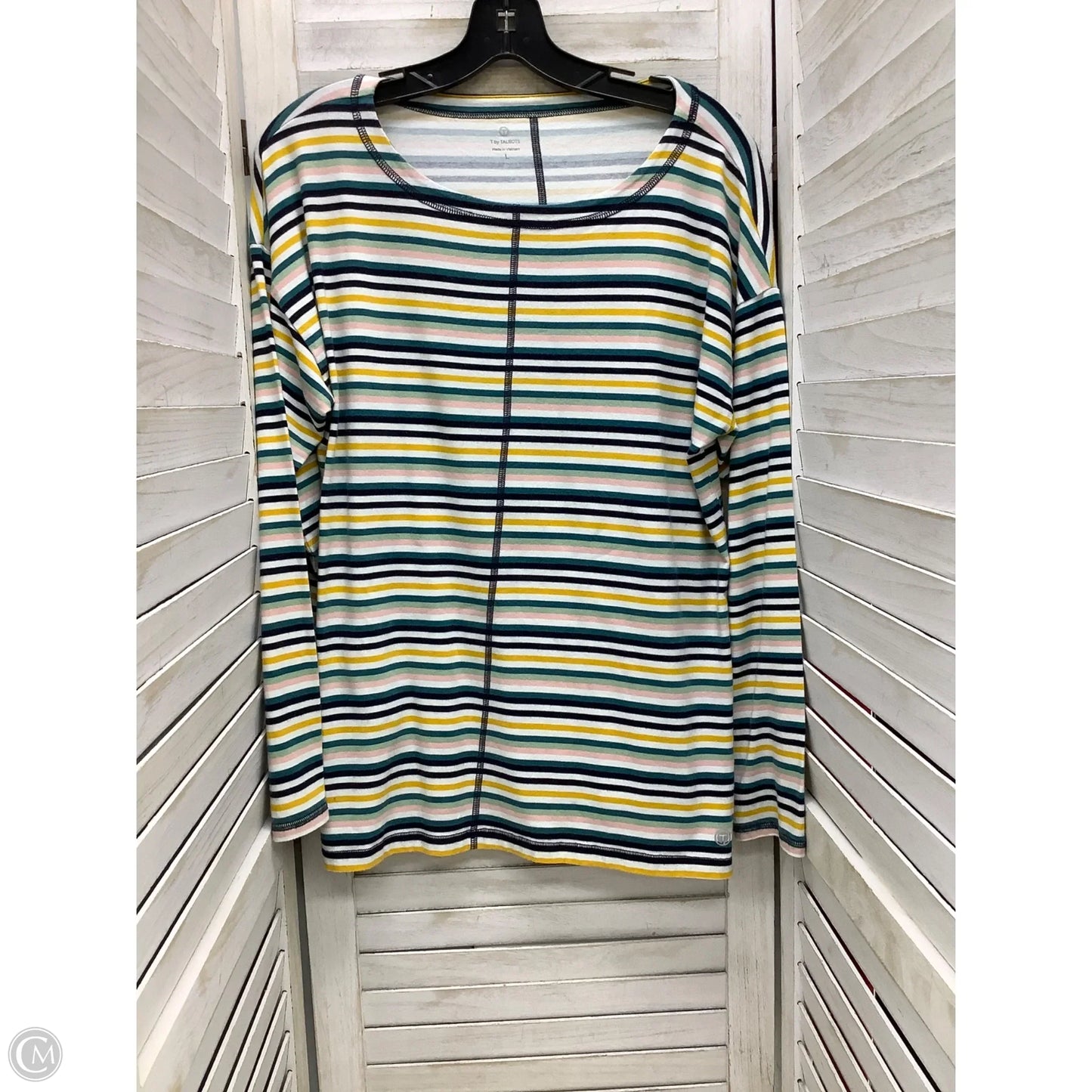 Top Long Sleeve By Talbots In Striped Pattern, Size: L