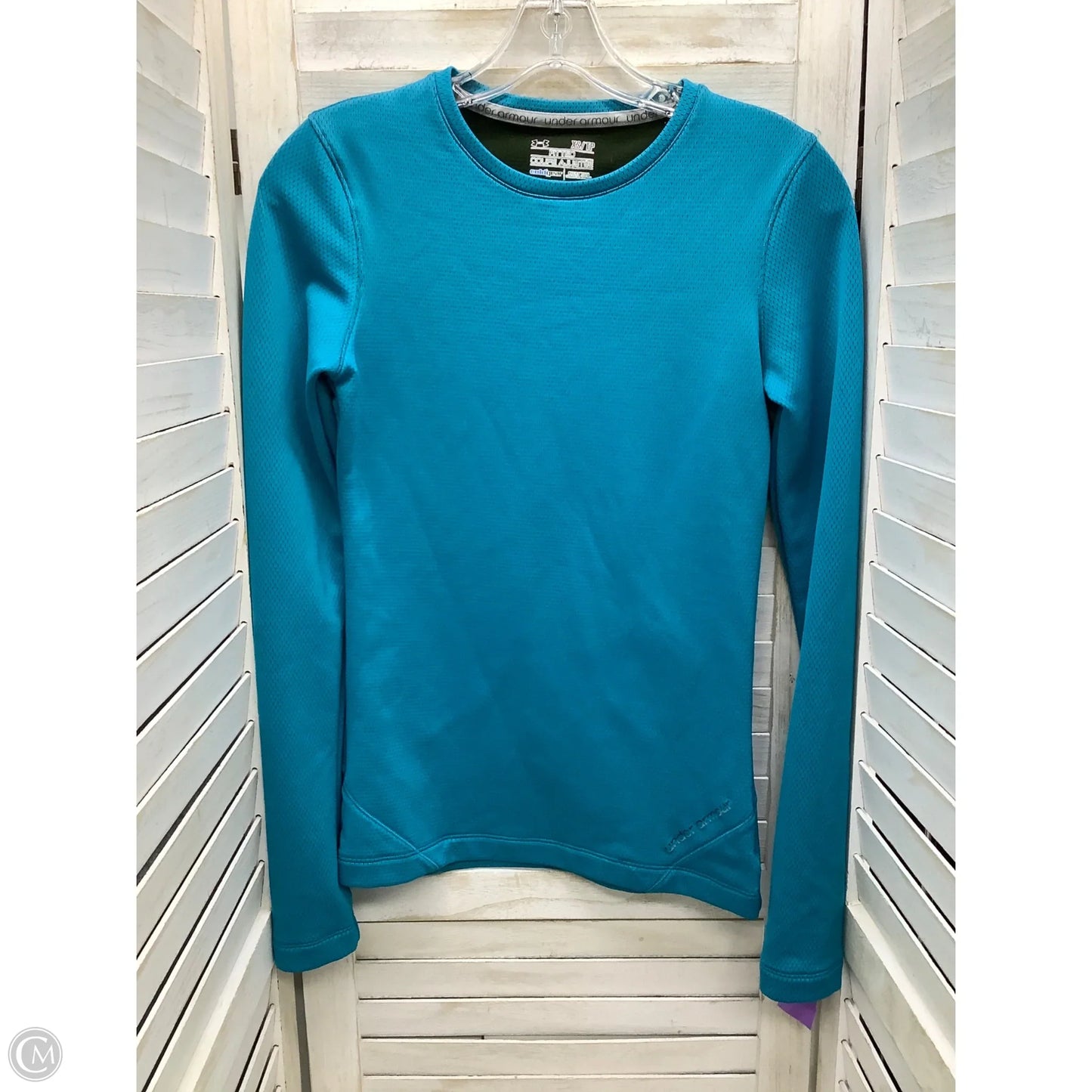 Athletic Top Long Sleeve Crewneck By Under Armour In Teal, Size: Xs