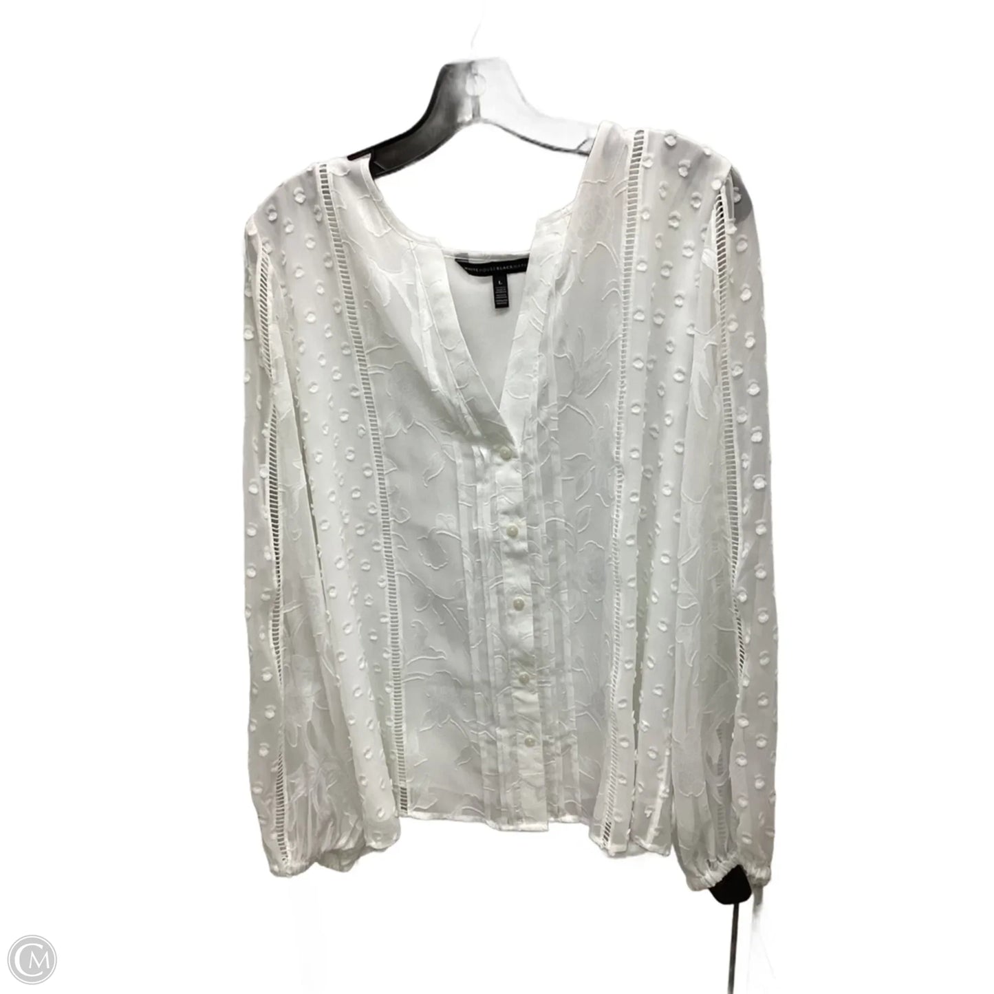 Top Long Sleeve By White House Black Market In White, Size: L
