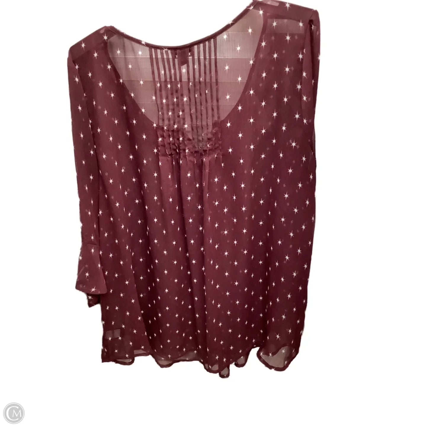 Top 3/4 Sleeve By Torrid In Maroon, Size: 2x