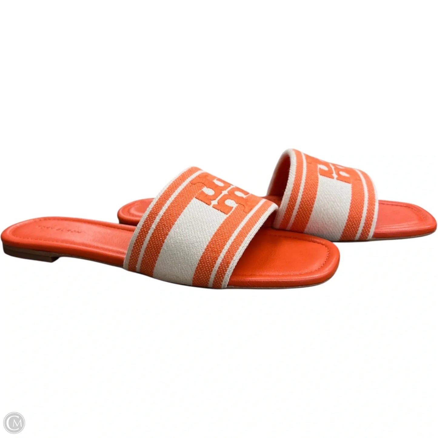 Sandals Designer By Tory Burch In Orange & White, Size: 8.5