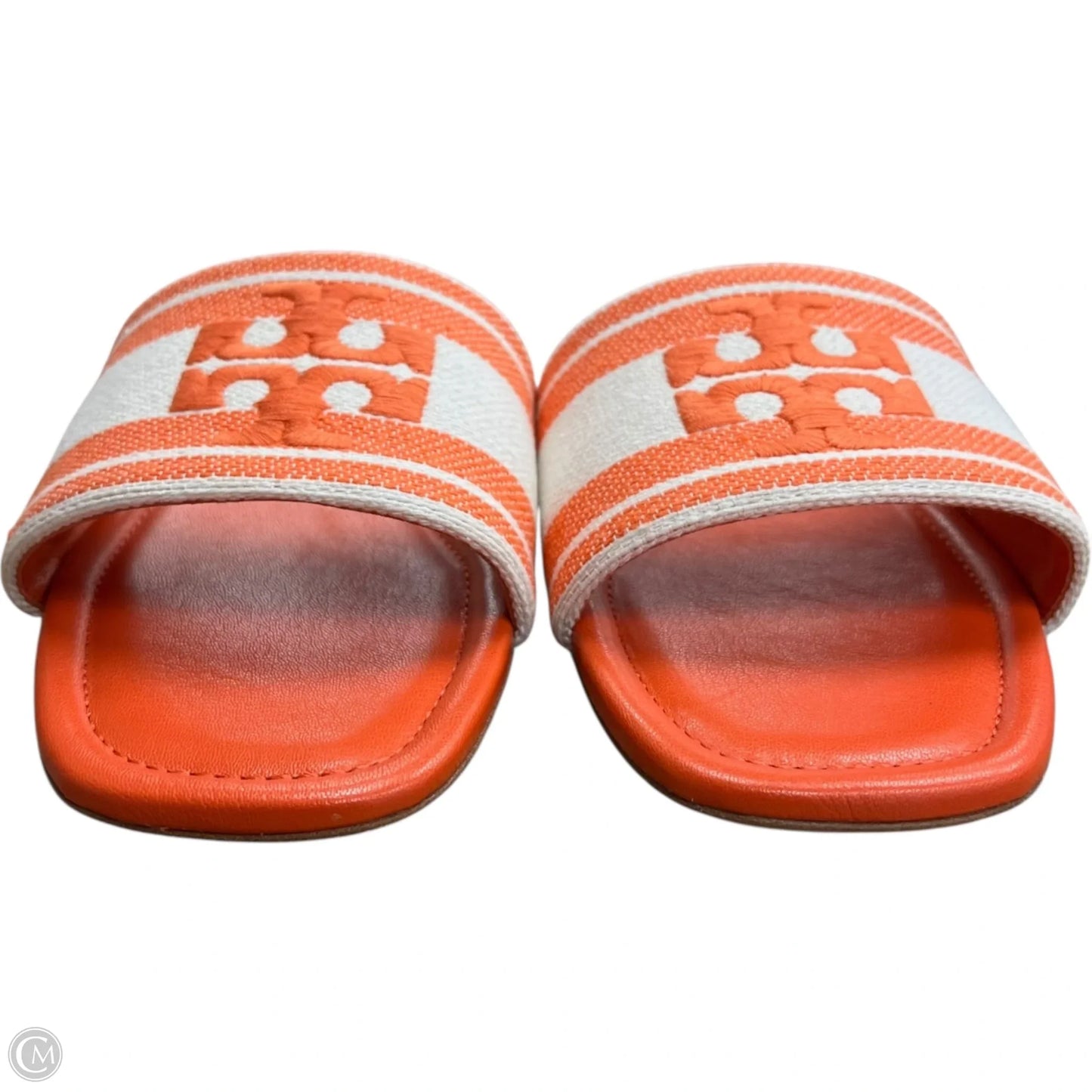 Sandals Designer By Tory Burch In Orange & White, Size: 8.5