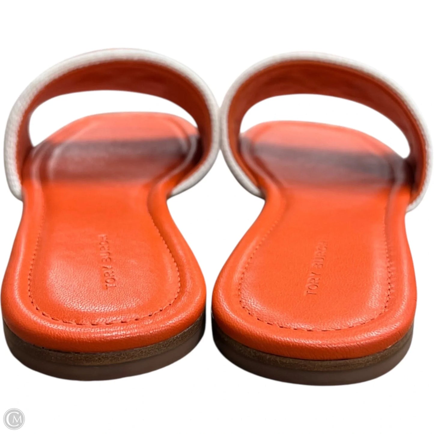 Sandals Designer By Tory Burch In Orange & White, Size: 8.5